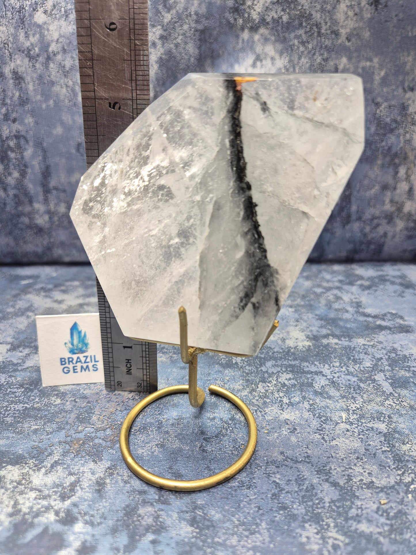 Blue Tara with Mosaic Calcite Slab on stand