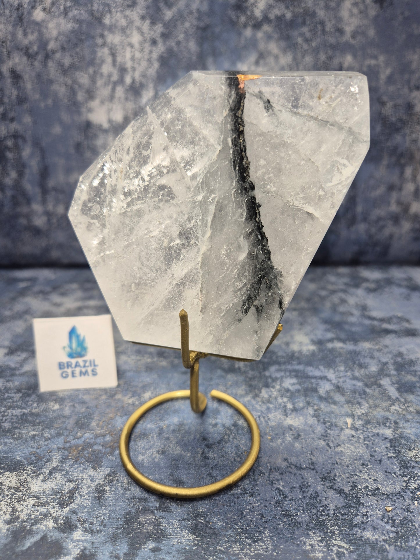 Blue Tara with Mosaic Calcite Slab on stand