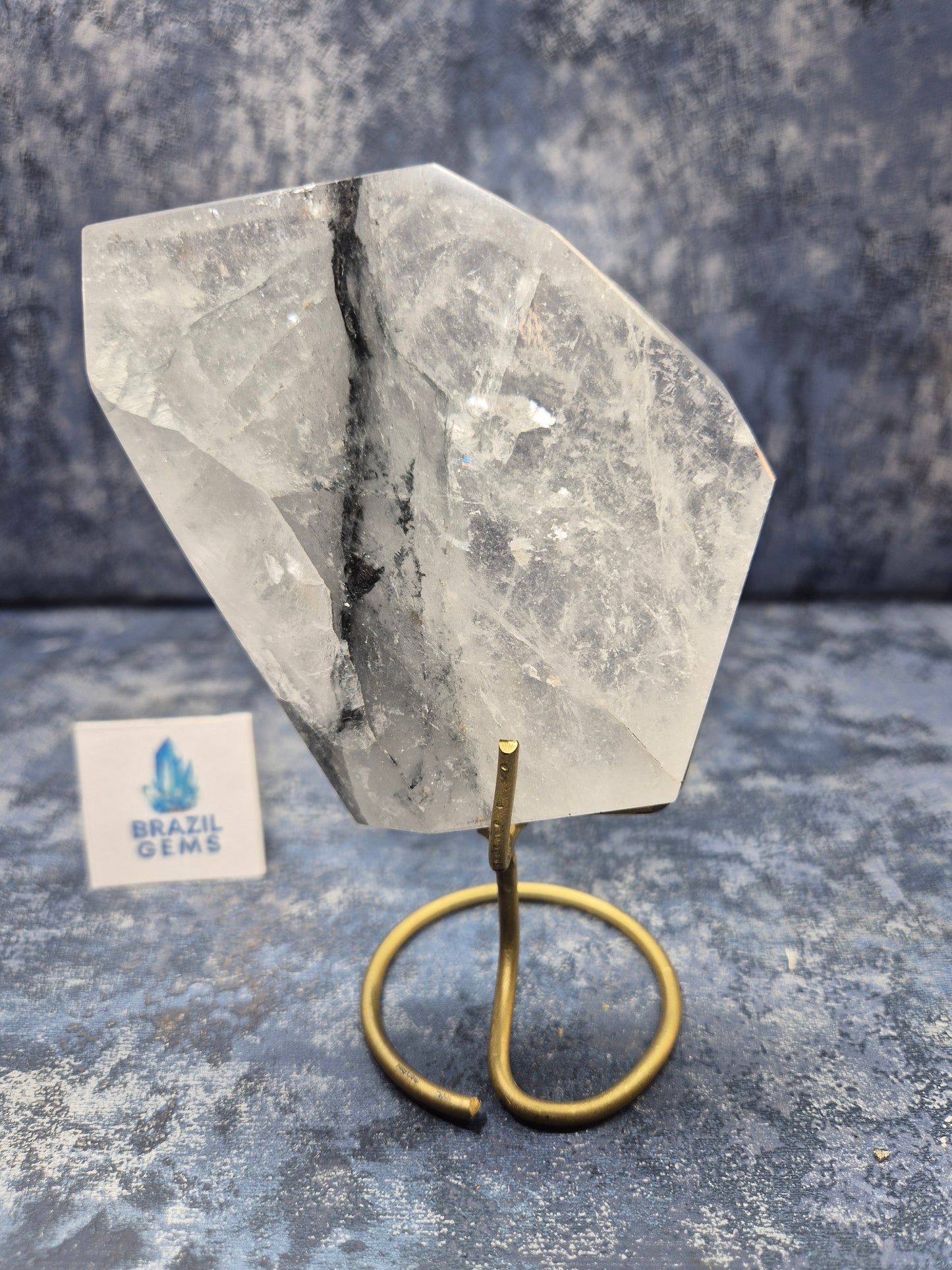 Blue Tara with Mosaic Calcite Slab on stand