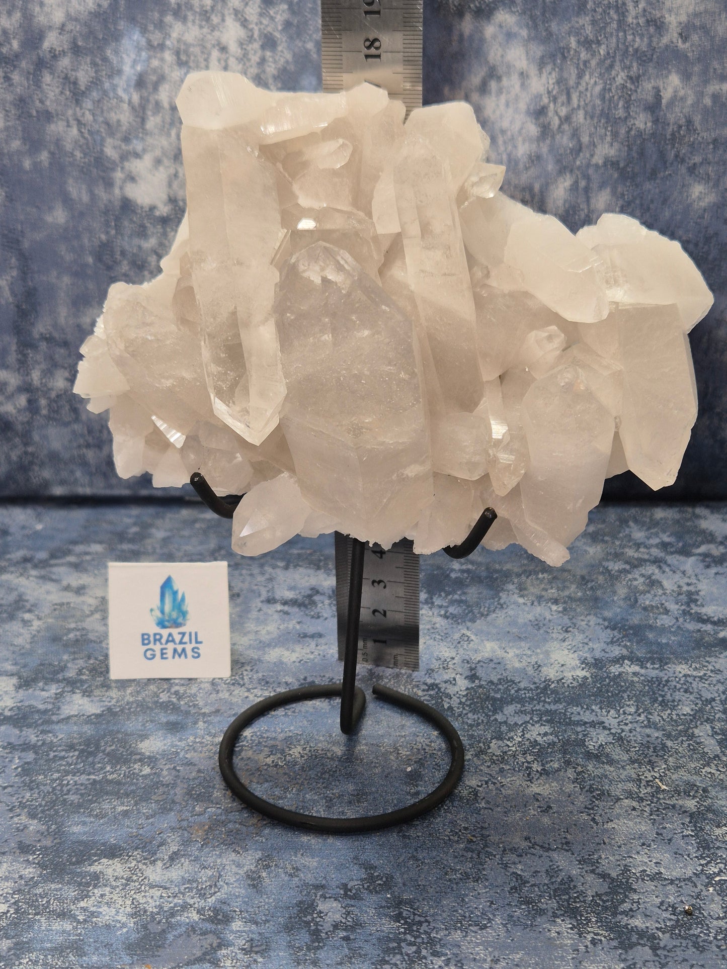 Lemurian Quartz Cluster on stand