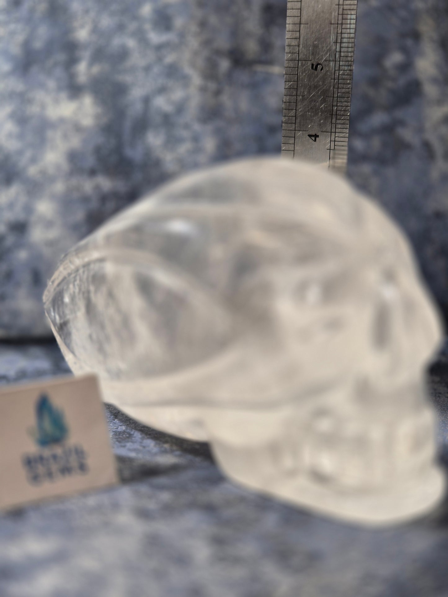Lemurian Quartz Traveller Skull with Rainbow