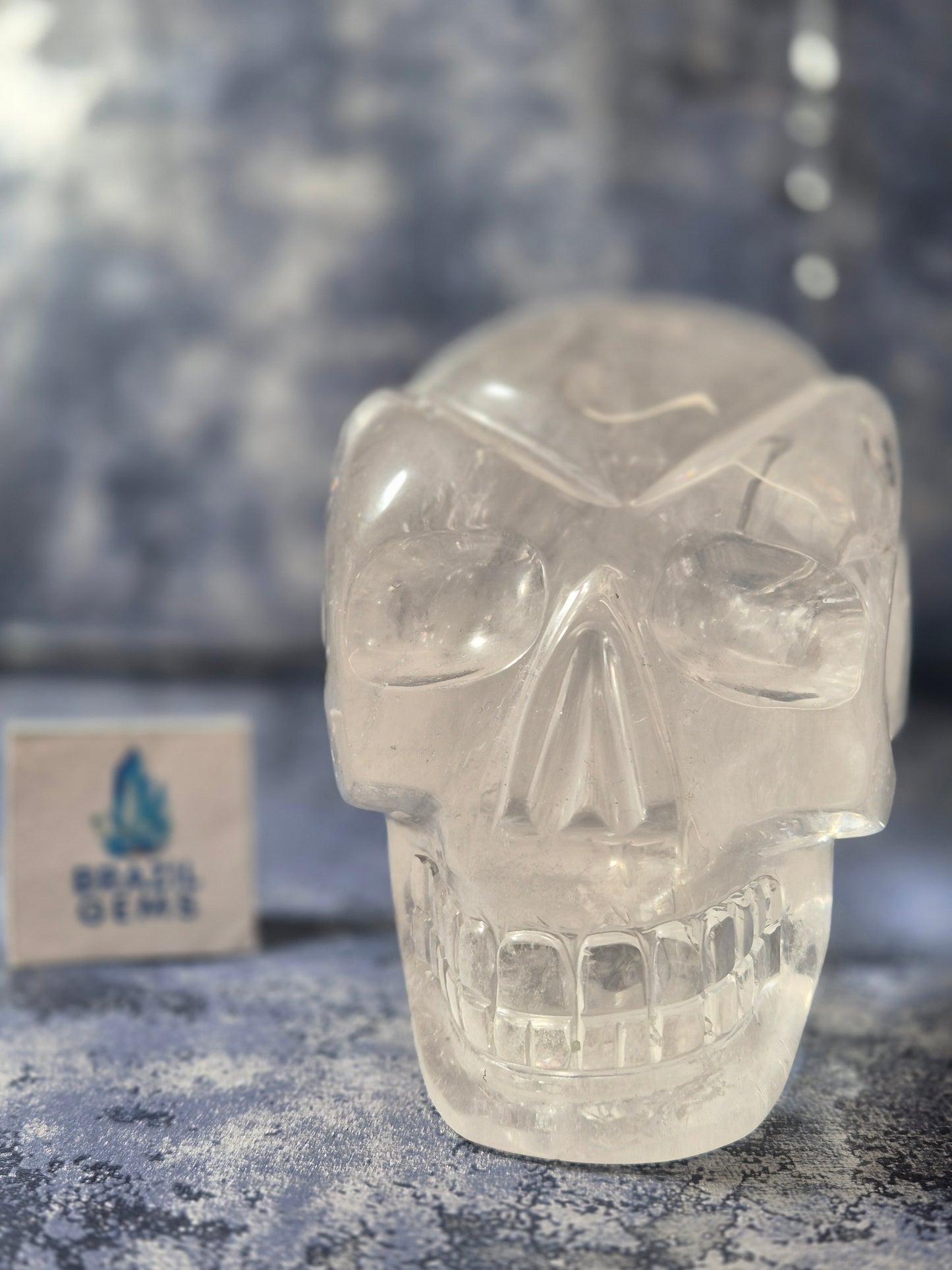 Lemurian Quartz Traveller Skull with Rainbow