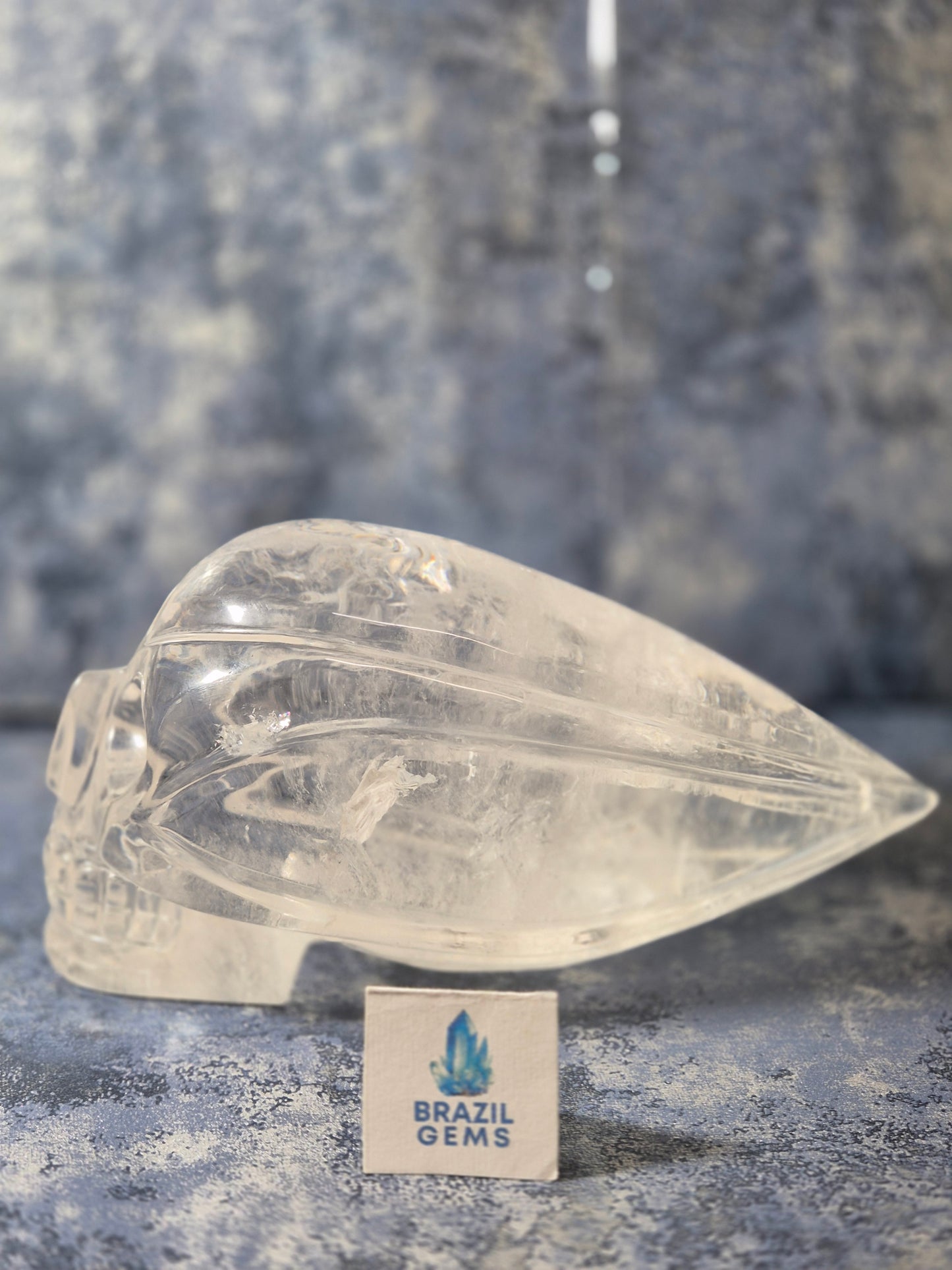 Lemurian Quartz Traveller Skull with Rainbow