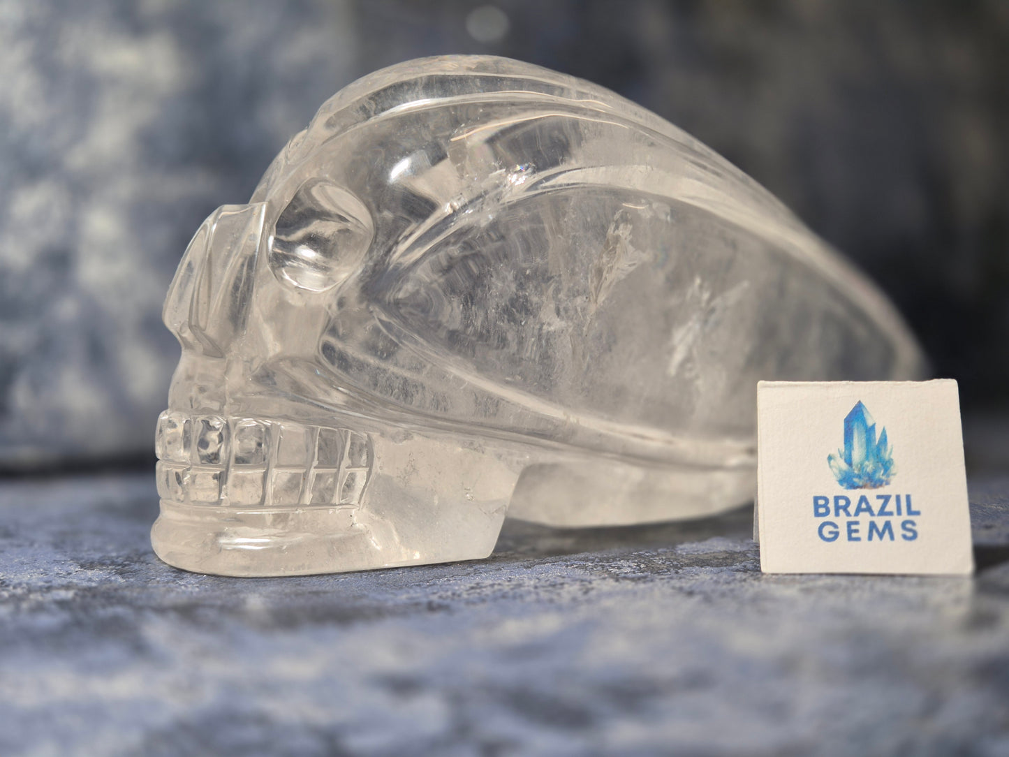 Lemurian Quartz Traveller Skull with Rainbow
