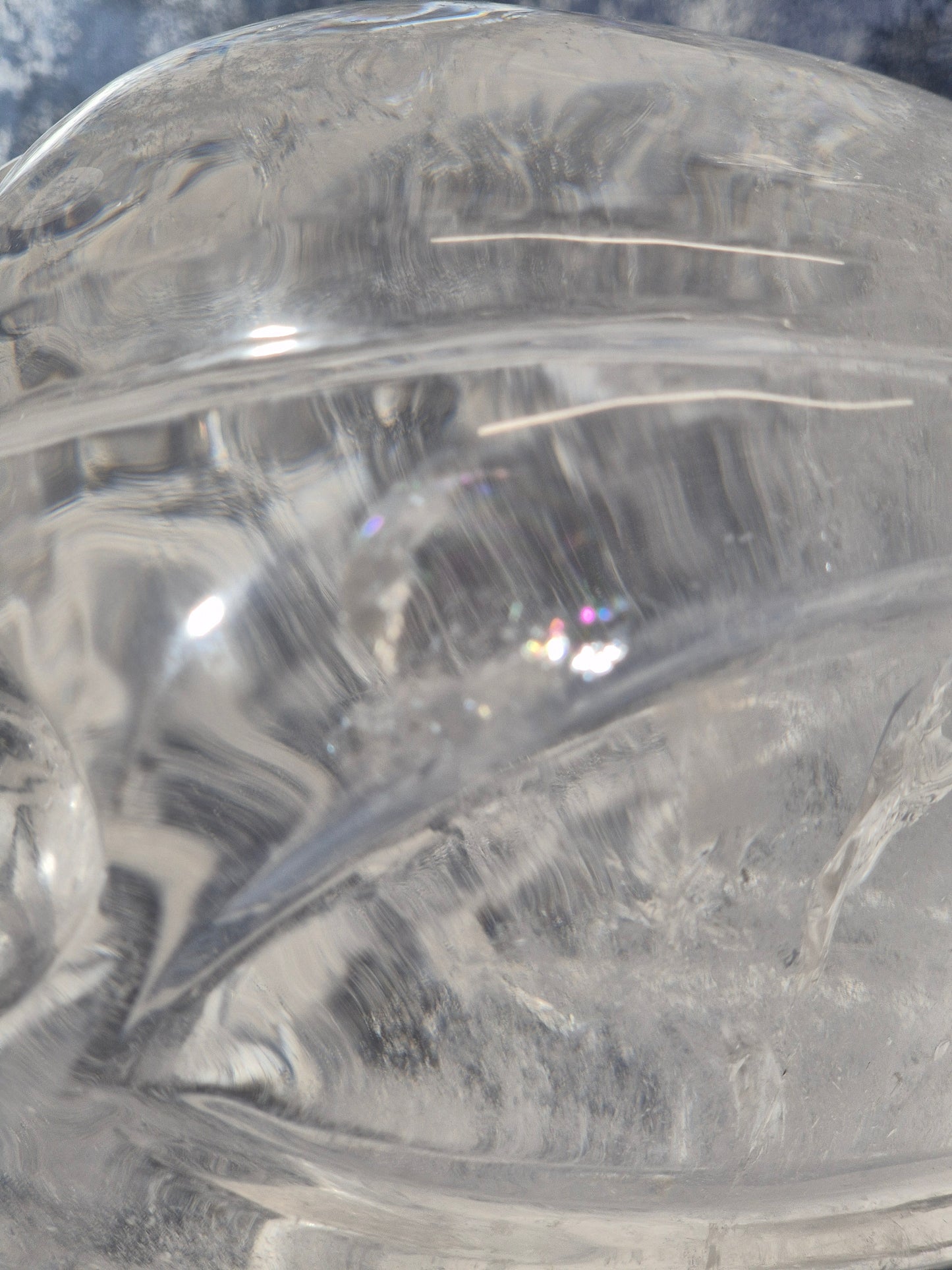 Lemurian Quartz Traveller Skull with Rainbow
