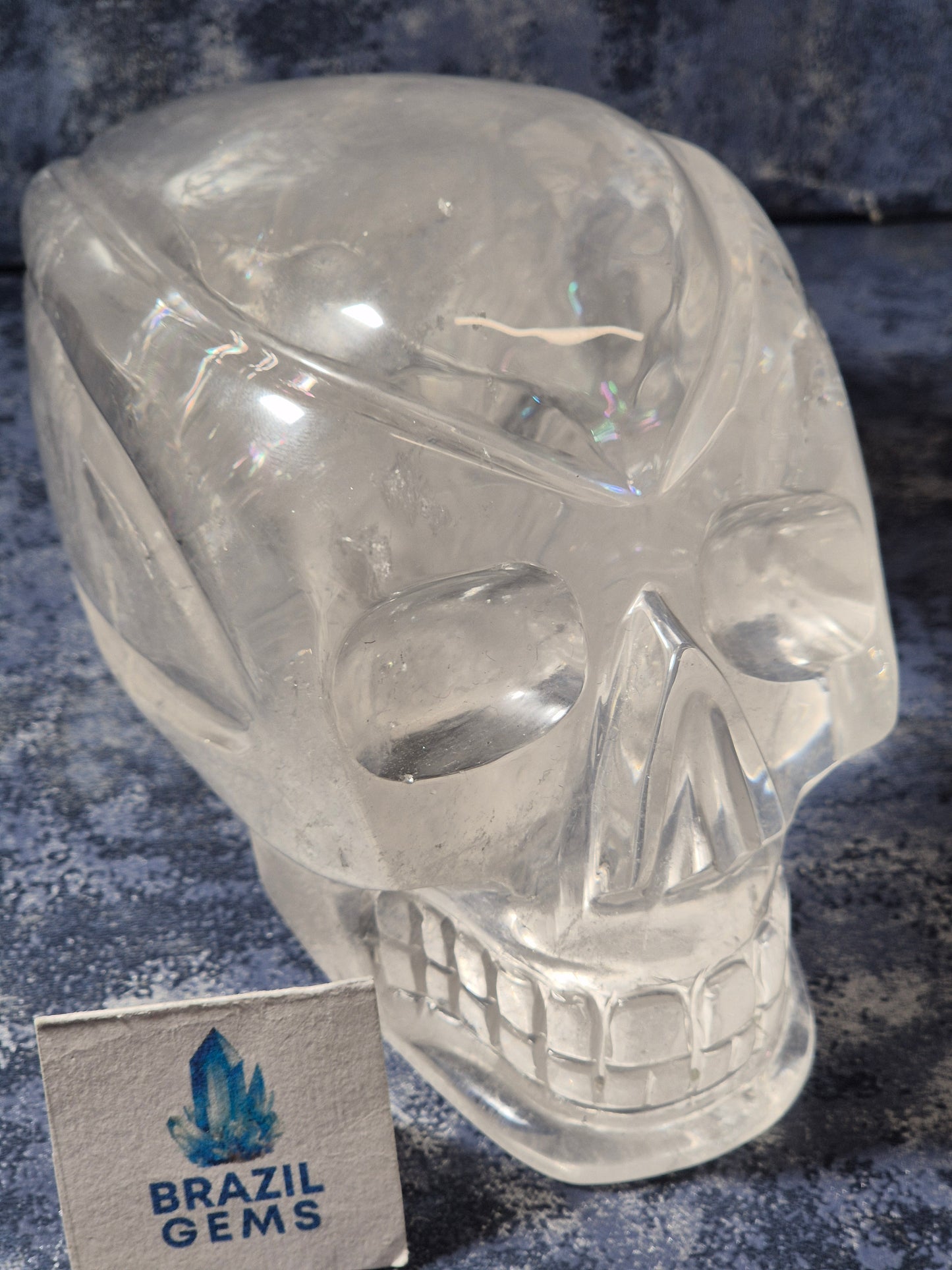 Lemurian Quartz Traveller Skull with Rainbow