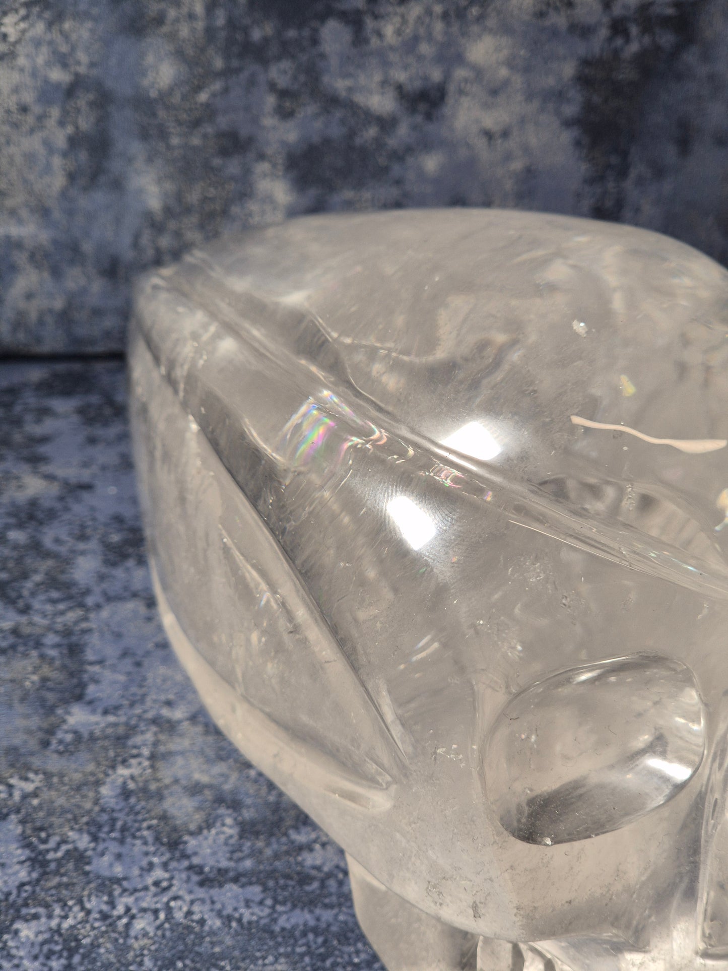 Lemurian Quartz Traveller Skull with Rainbow