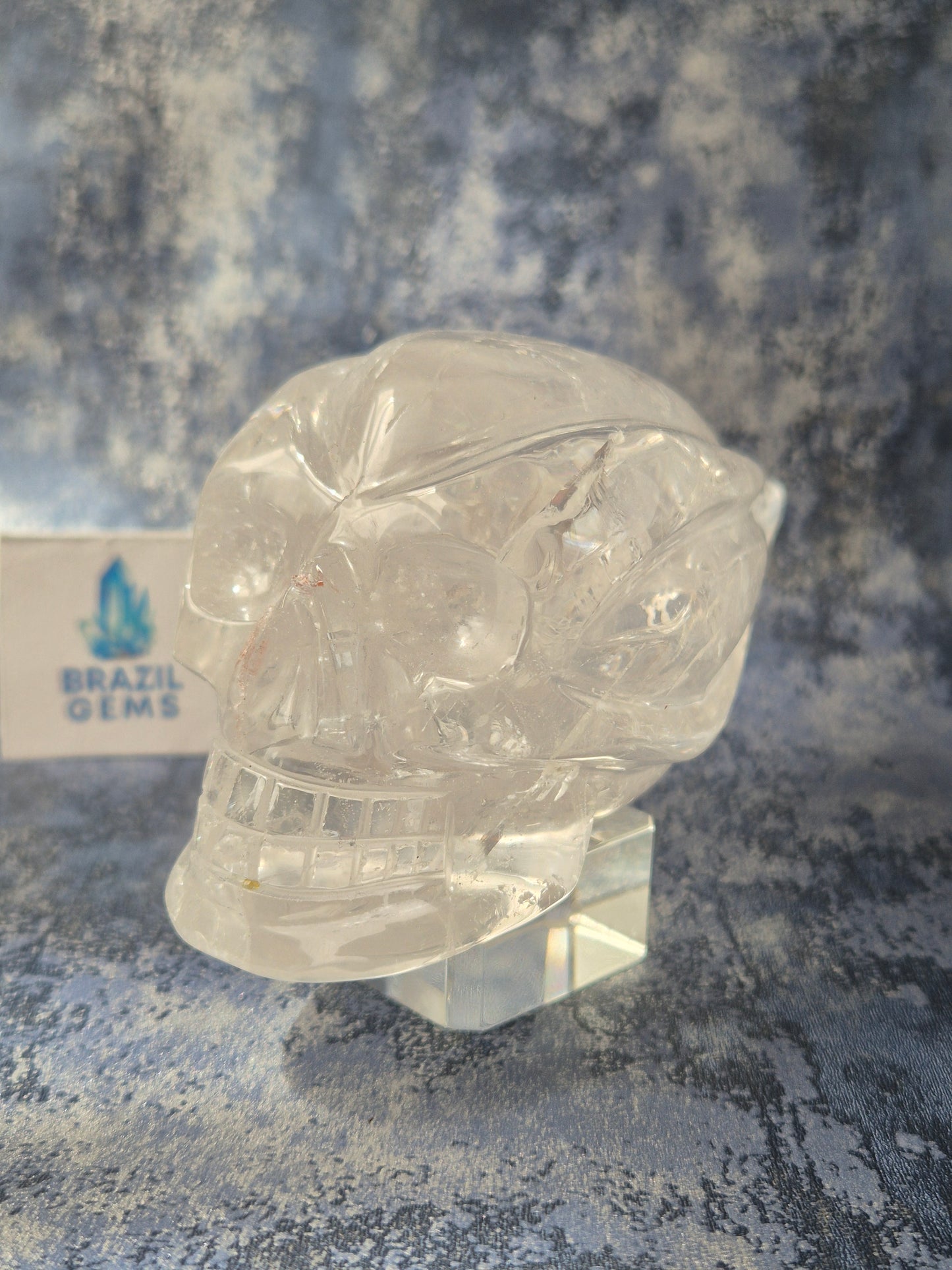 Lemurian Quartz Traveller Skull with Rainbow