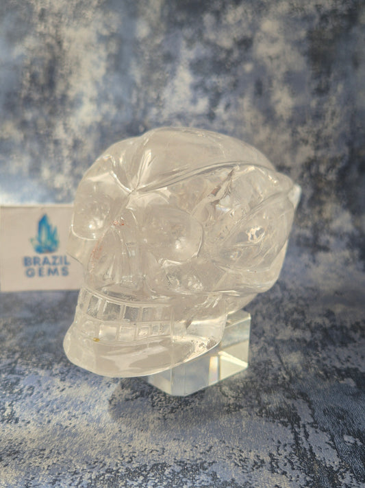 Lemurian Quartz Traveller Skull with Rainbow