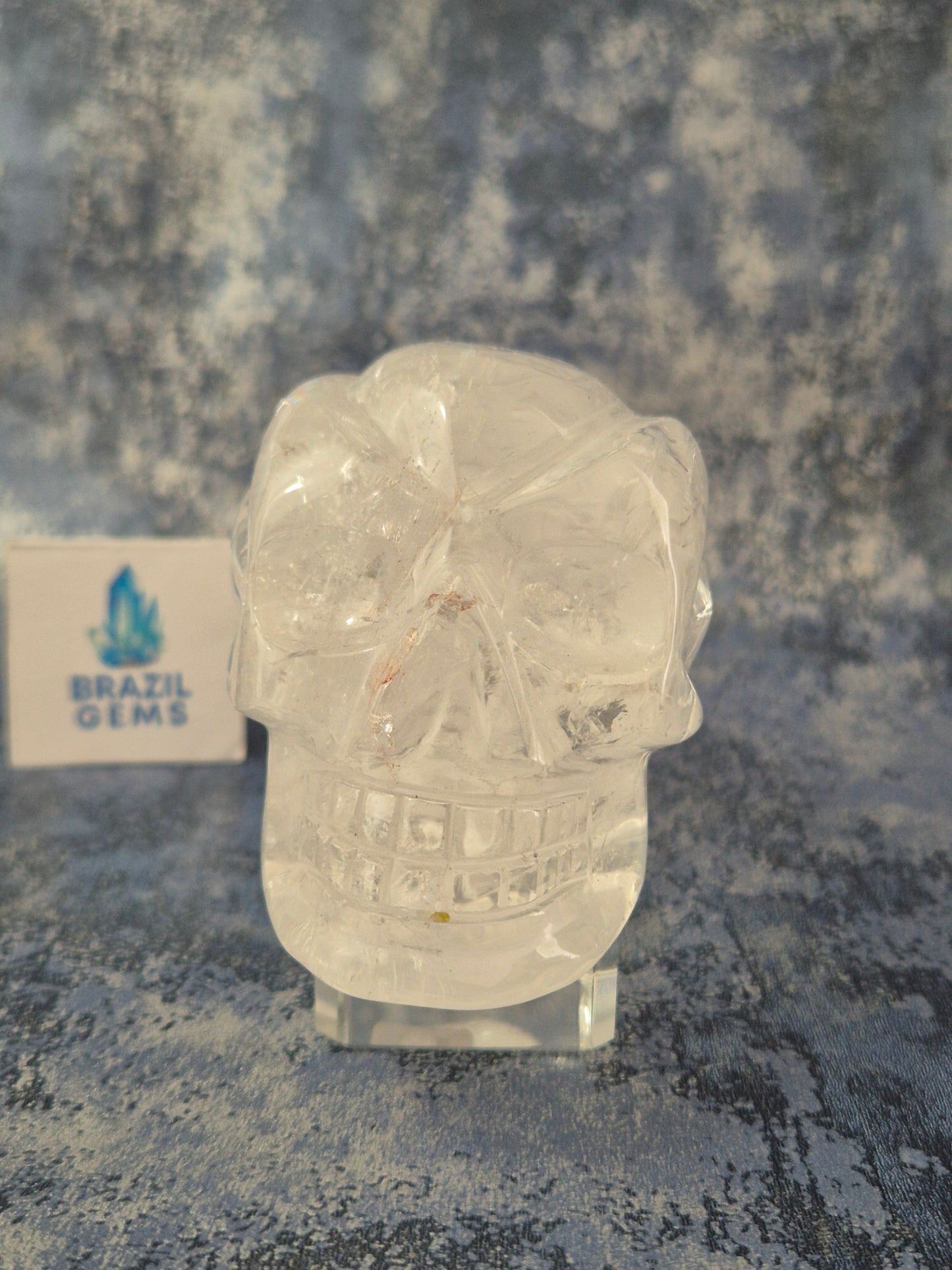 Lemurian Quartz Traveller Skull with Rainbow
