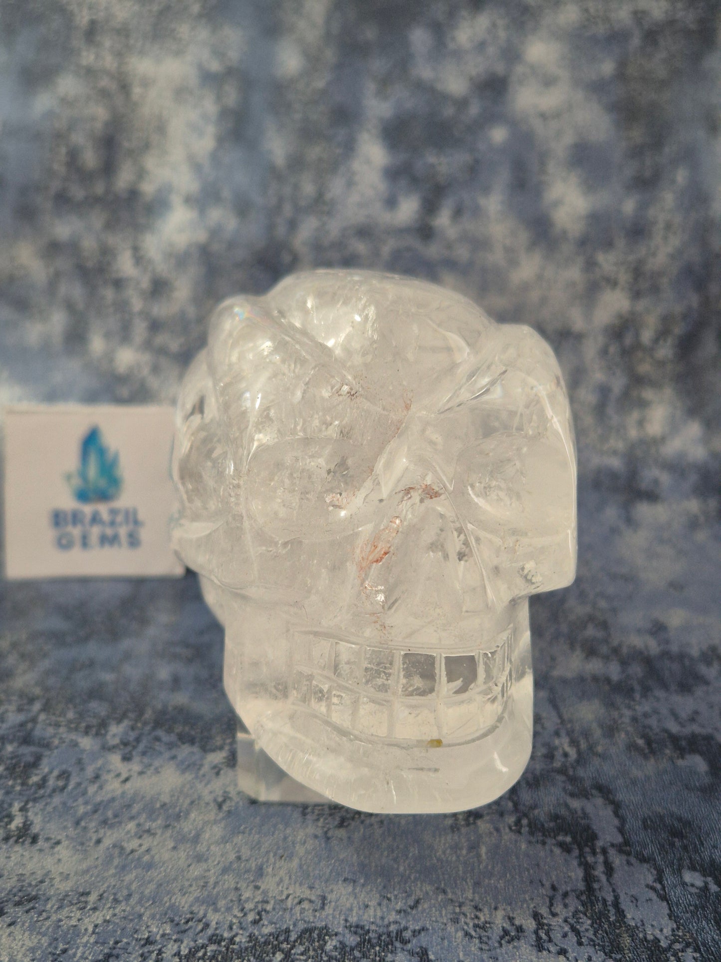 Lemurian Quartz Traveller Skull with Rainbow