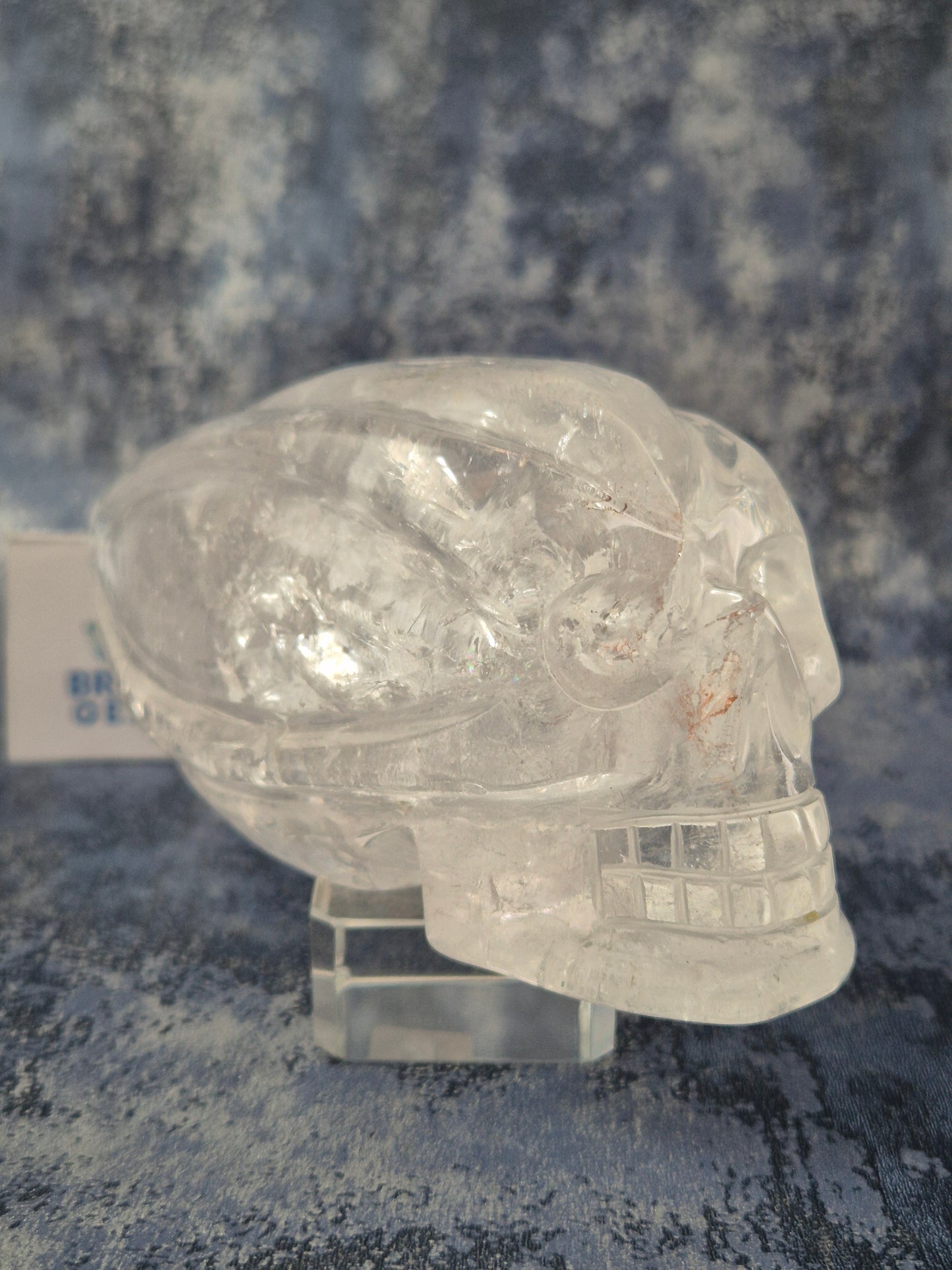 Lemurian Quartz Traveller Skull with Rainbow