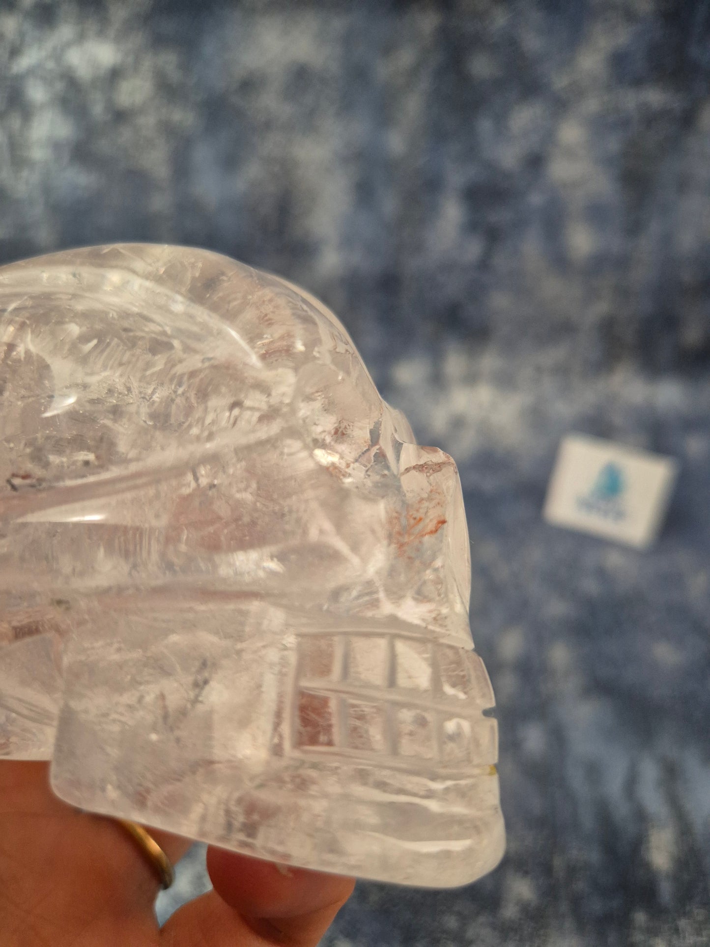 Lemurian Quartz Traveller Skull with Rainbow
