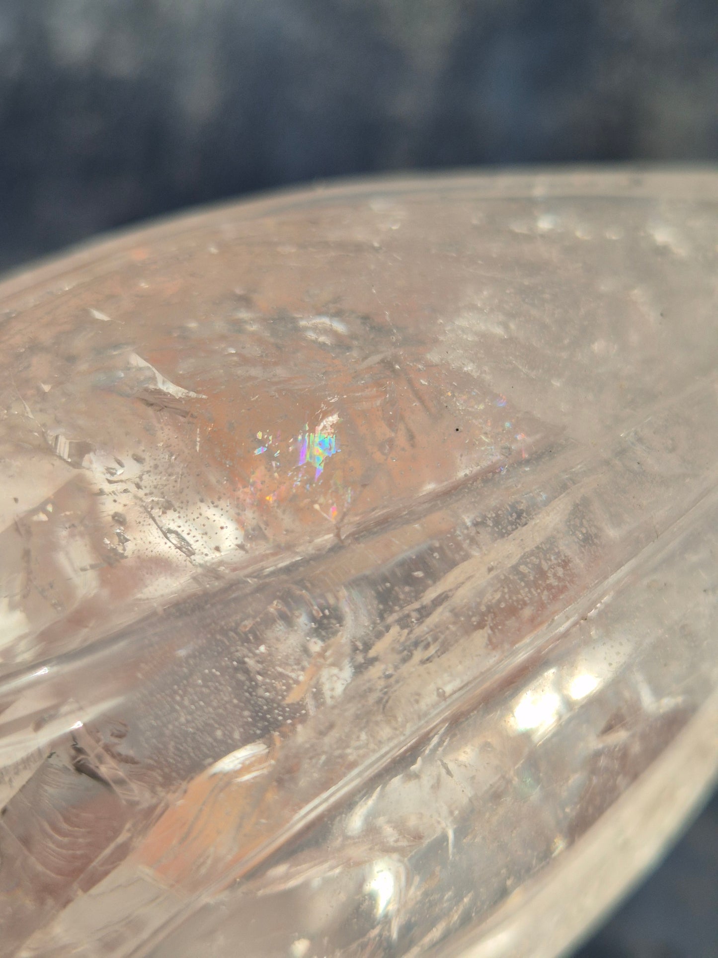 Lemurian Quartz Traveller Skull with Rainbow