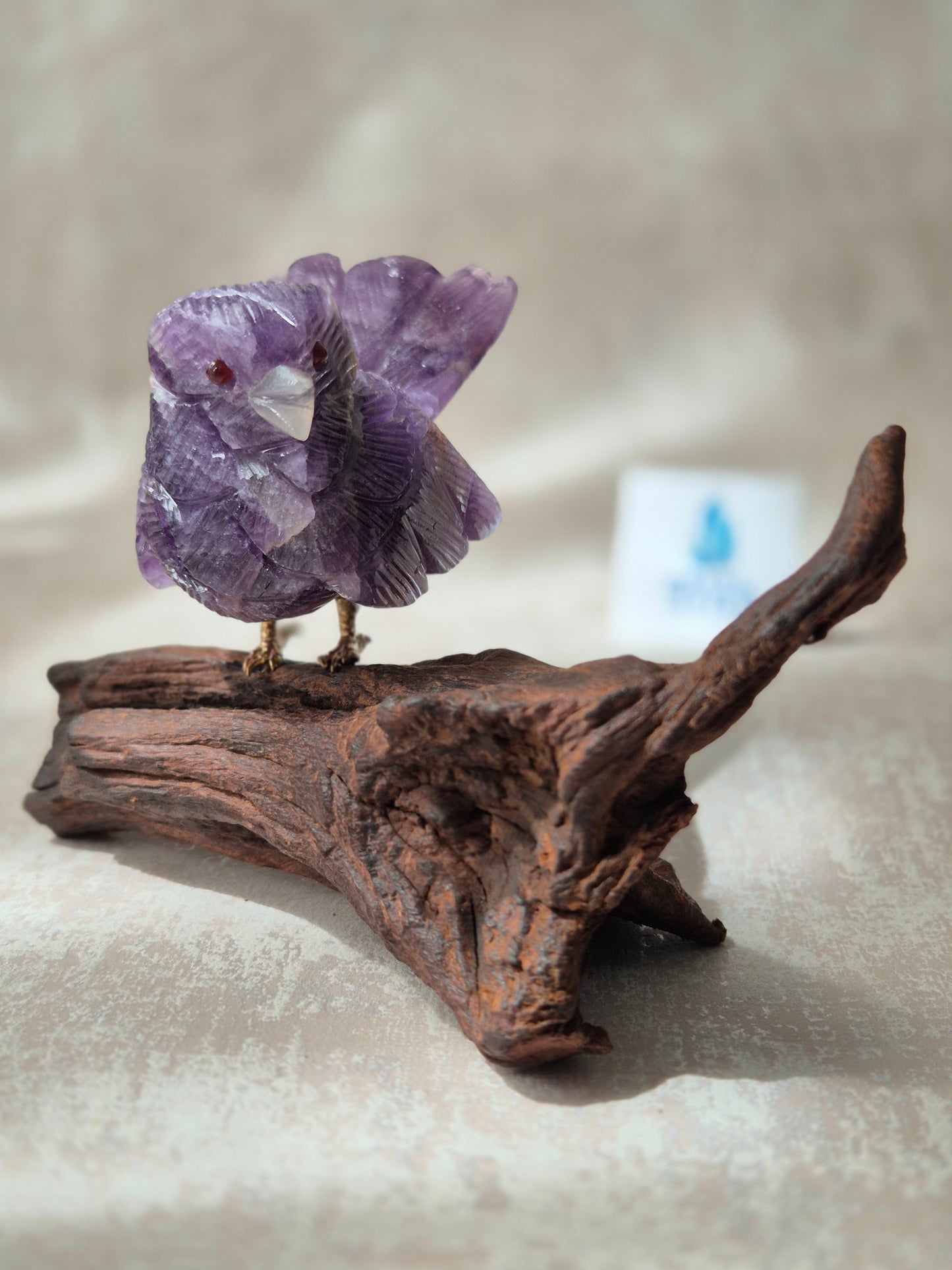 Amethyst Bird on Natural Driftwood Base