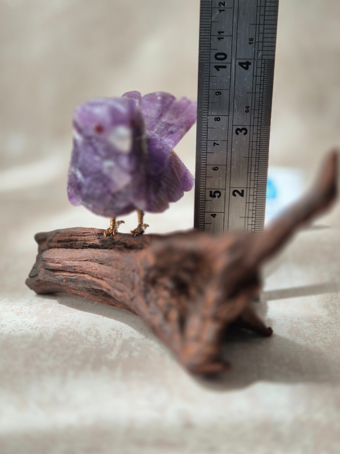 Amethyst Bird on Natural Driftwood Base