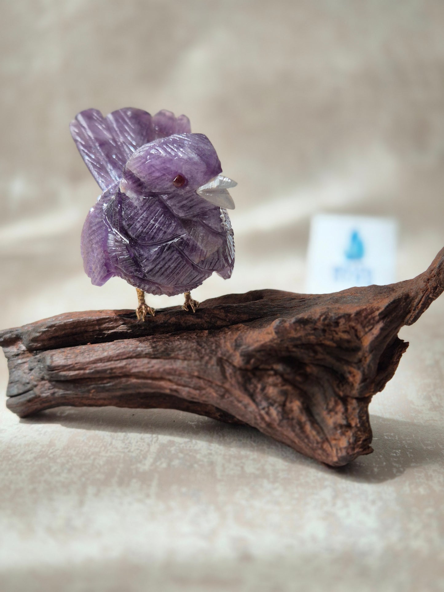 Amethyst Bird on Natural Driftwood Base