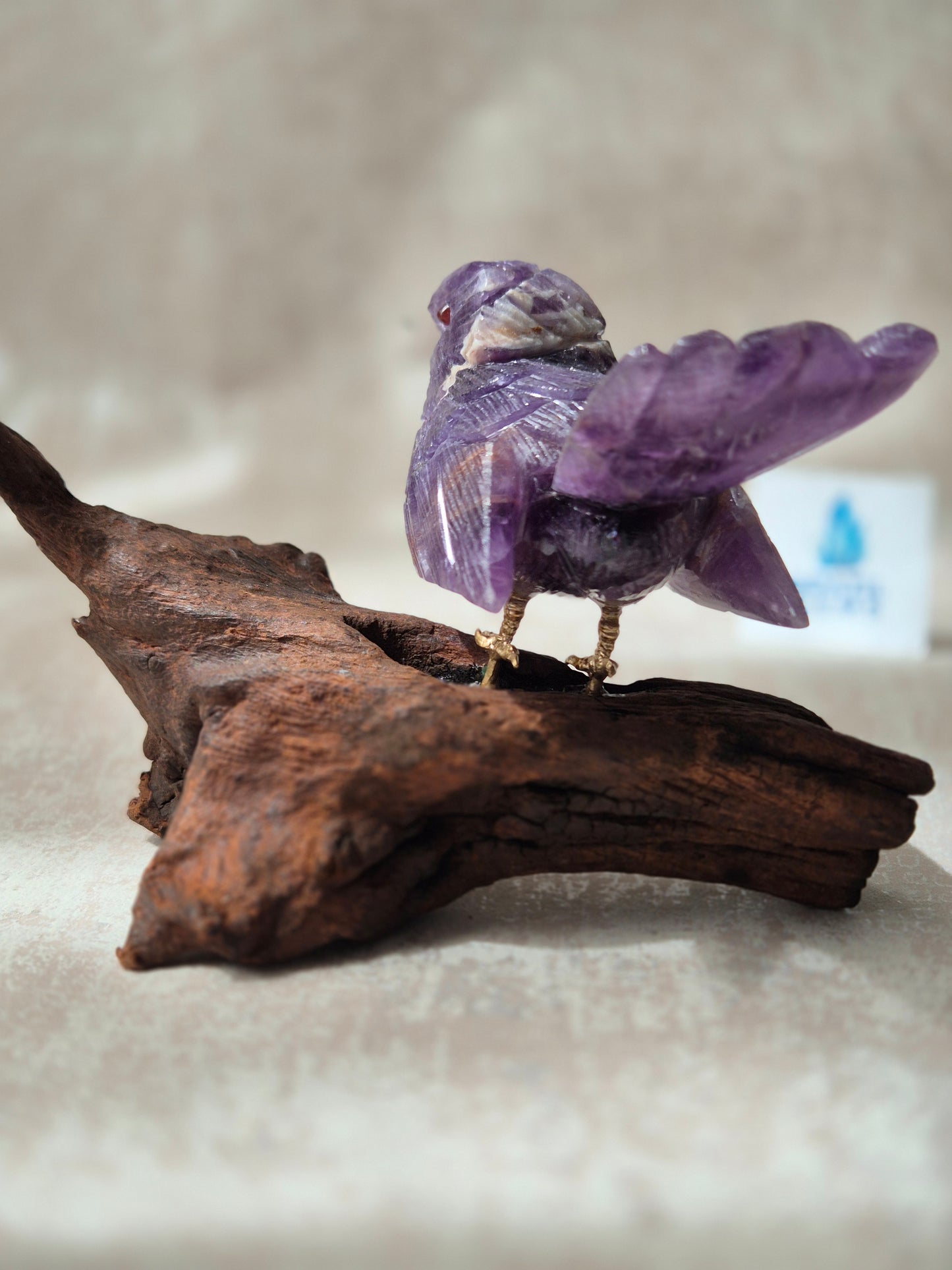 Amethyst Bird on Natural Driftwood Base
