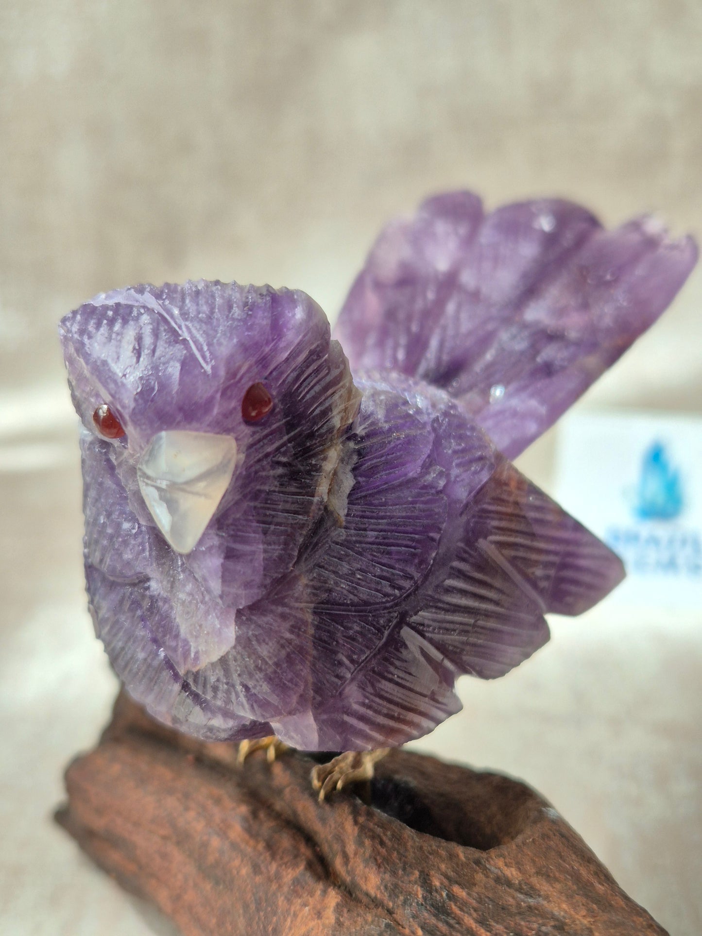 Amethyst Bird on Natural Driftwood Base