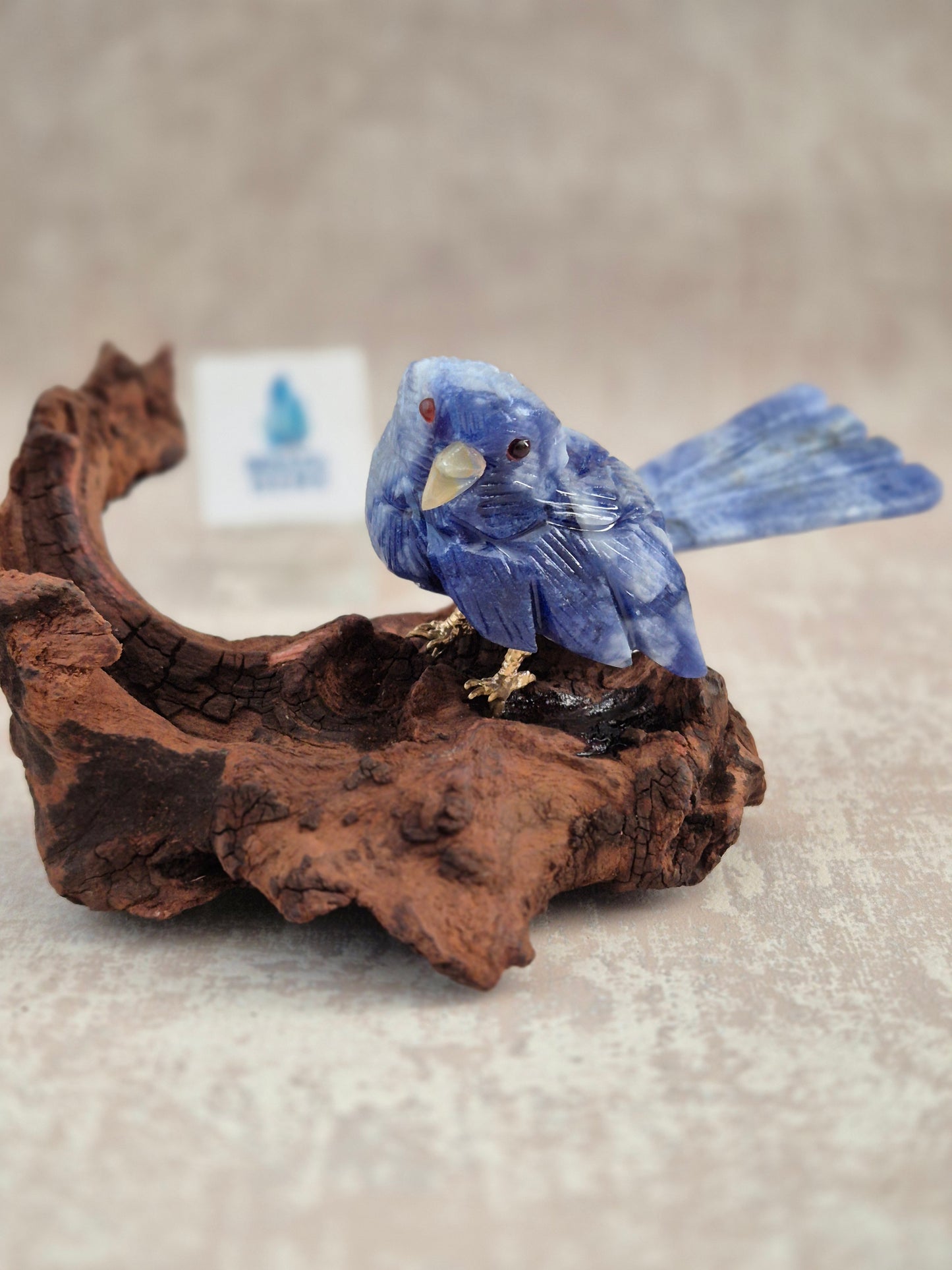 Sodalite Bird on Natural Driftwood Base