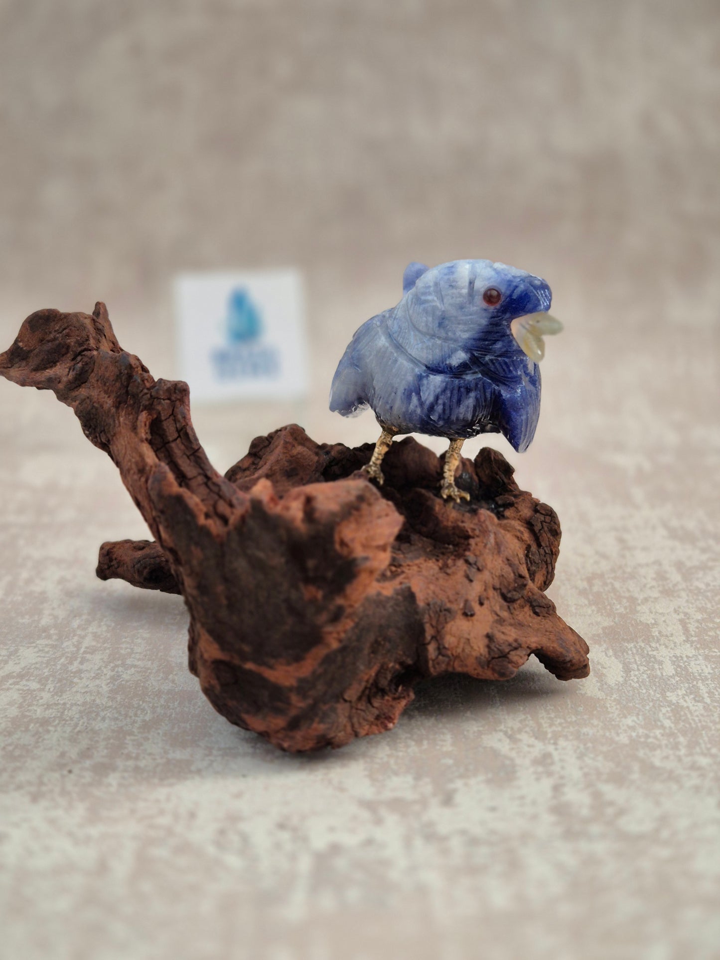 Sodalite Bird on Natural Driftwood Base