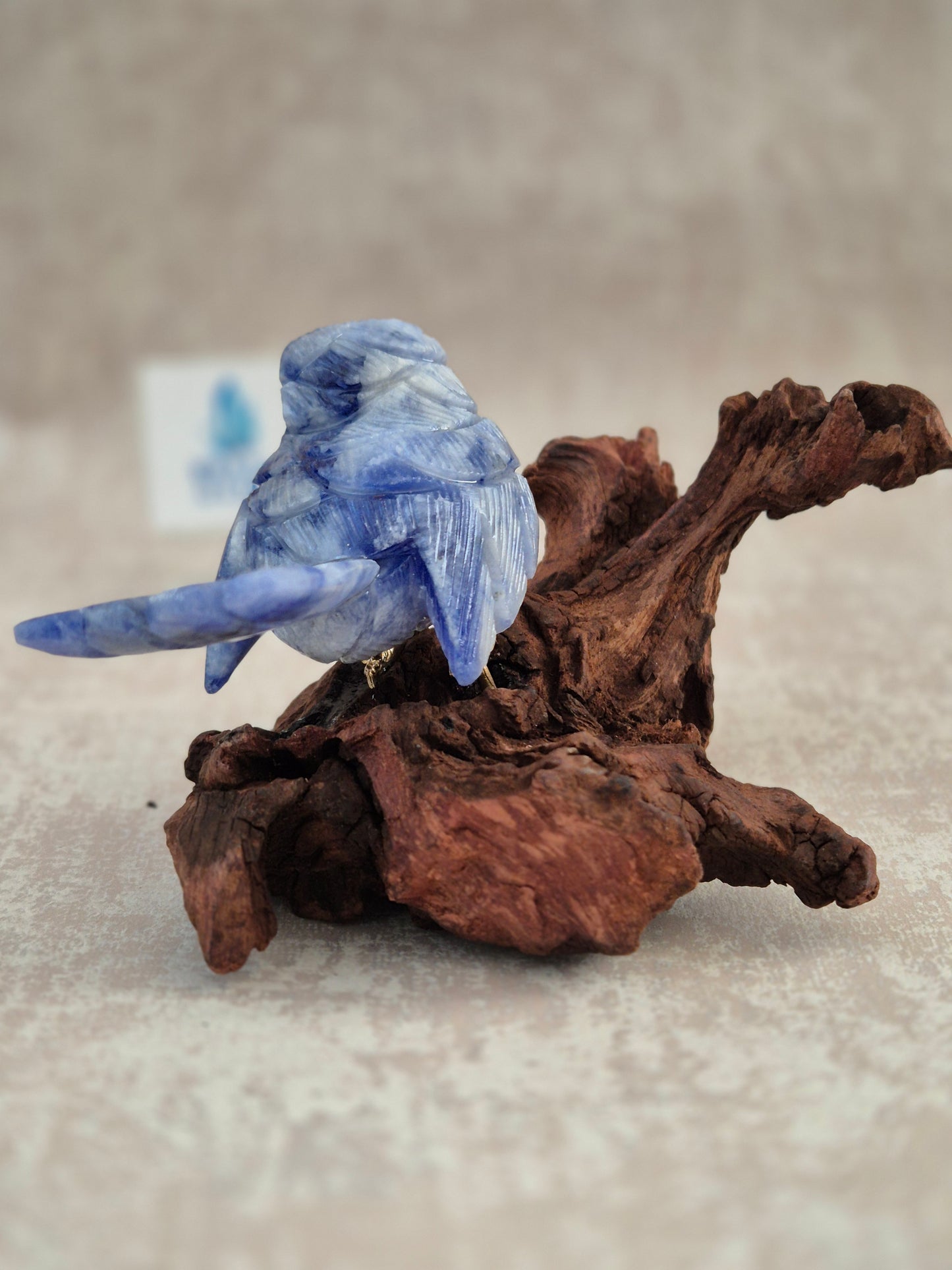 Sodalite Bird on Natural Driftwood Base