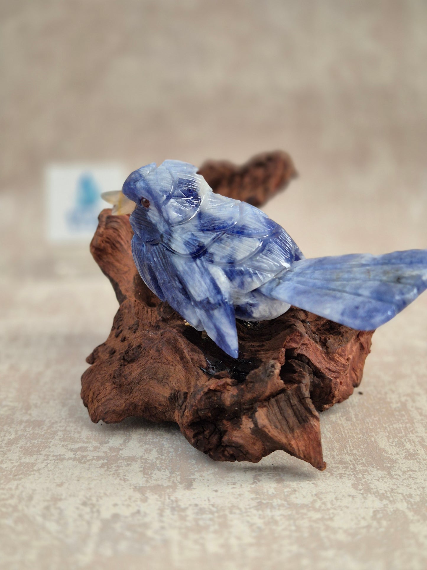 Sodalite Bird on Natural Driftwood Base