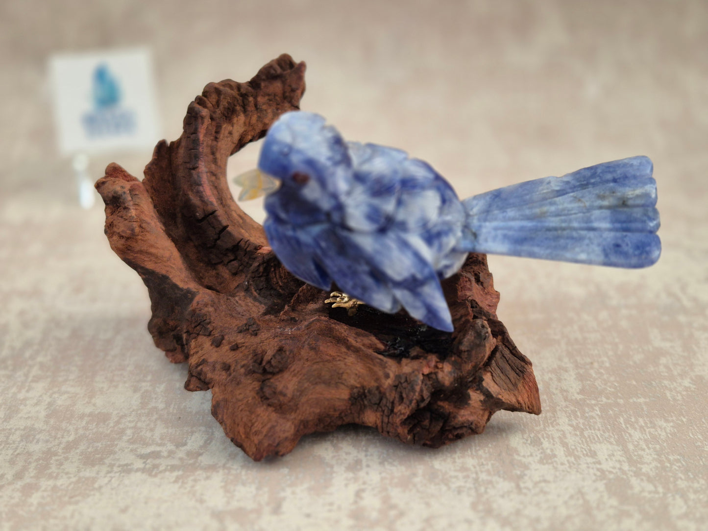 Sodalite Bird on Natural Driftwood Base