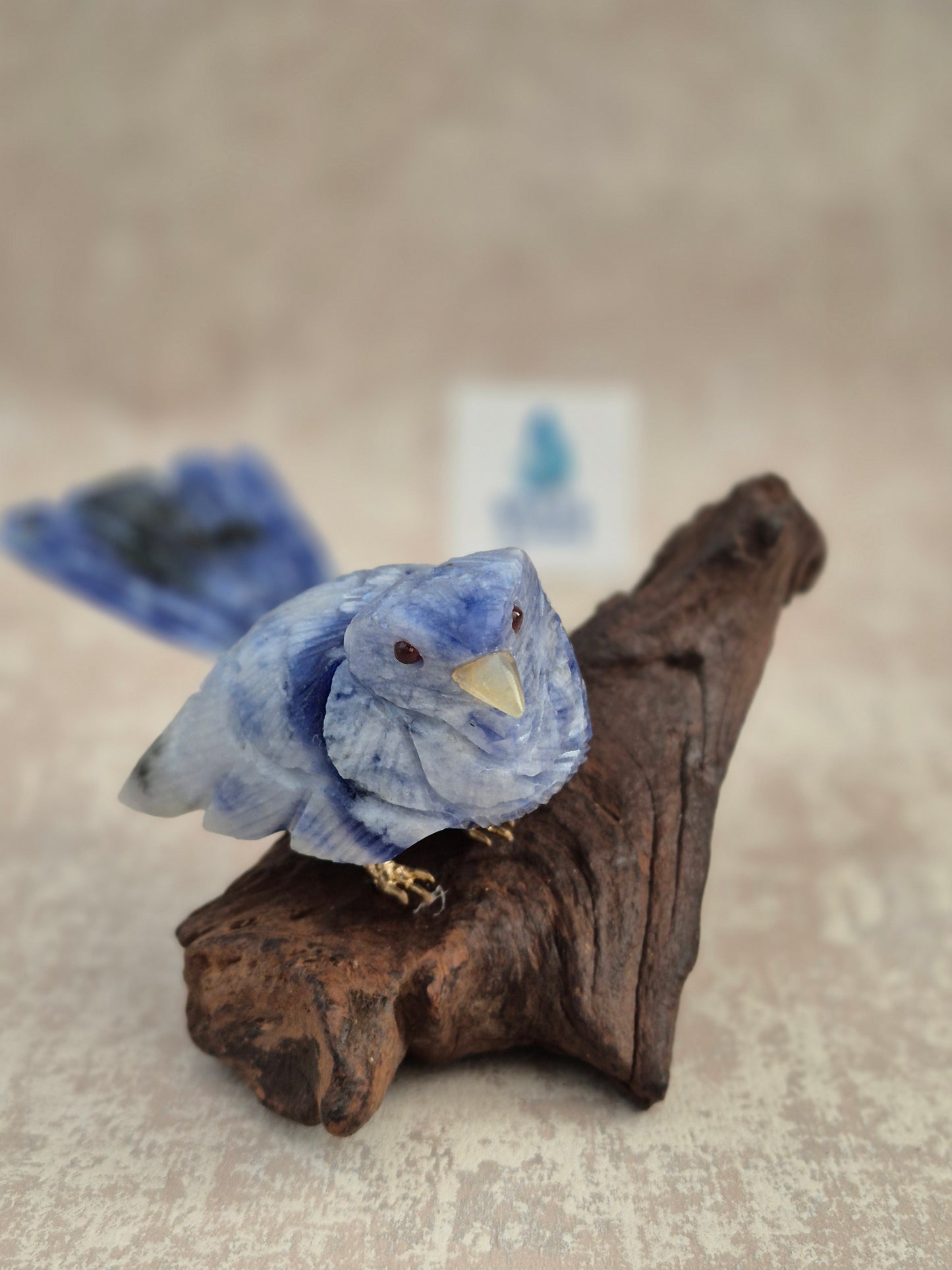 Sodalite Bird on Natural Driftwood Base