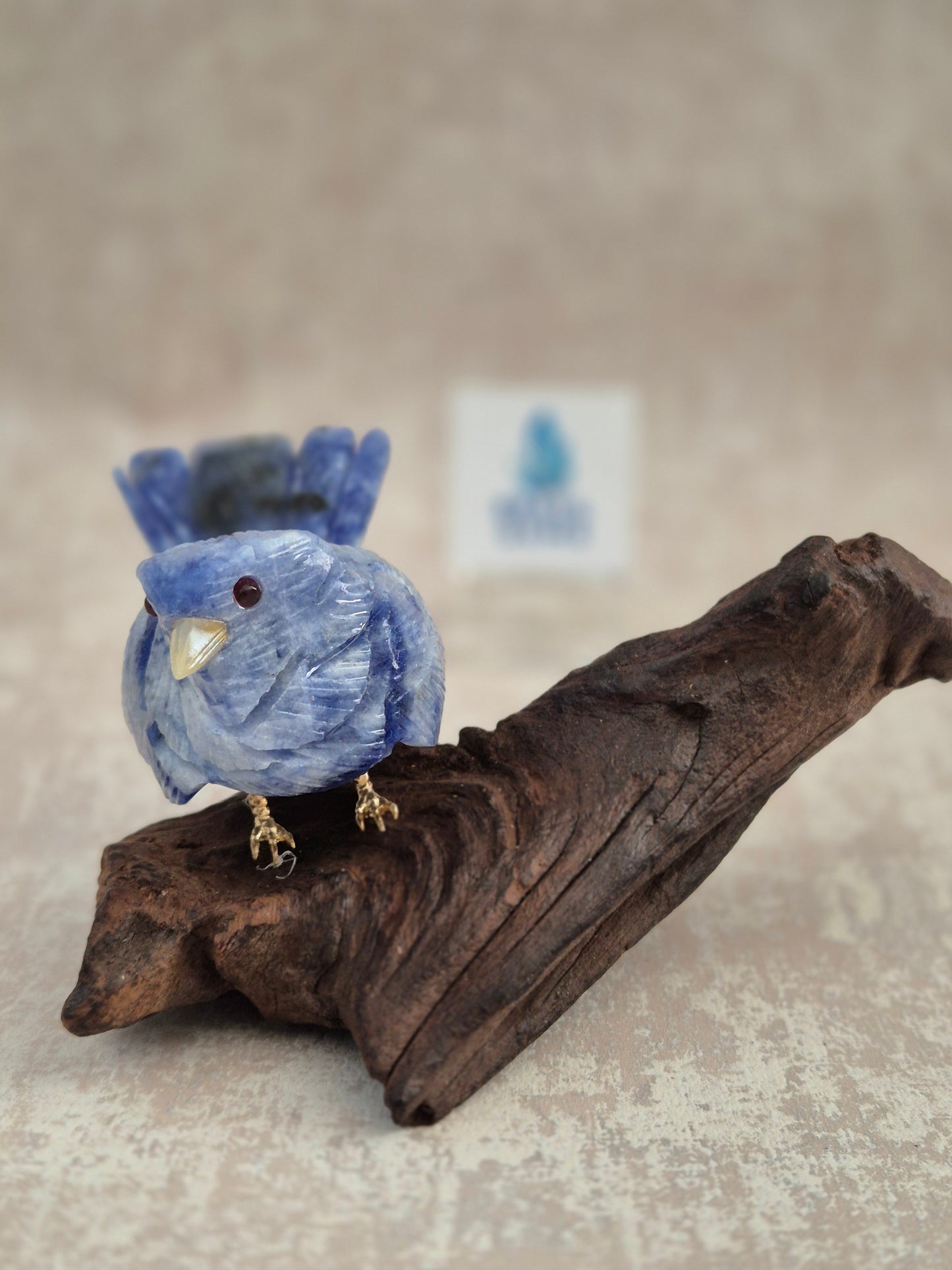Sodalite Bird on Natural Driftwood Base