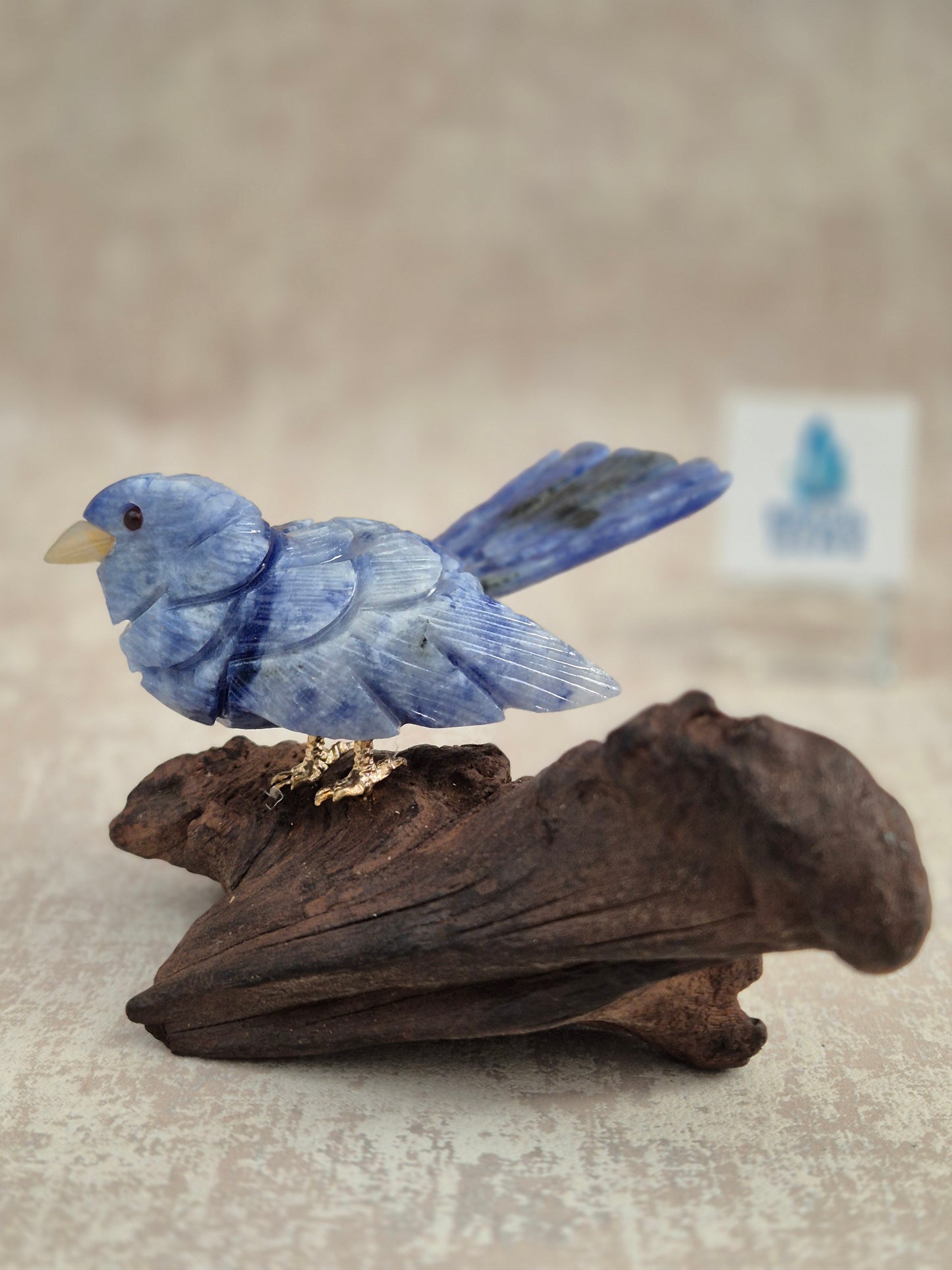 Sodalite Bird on Natural Driftwood Base