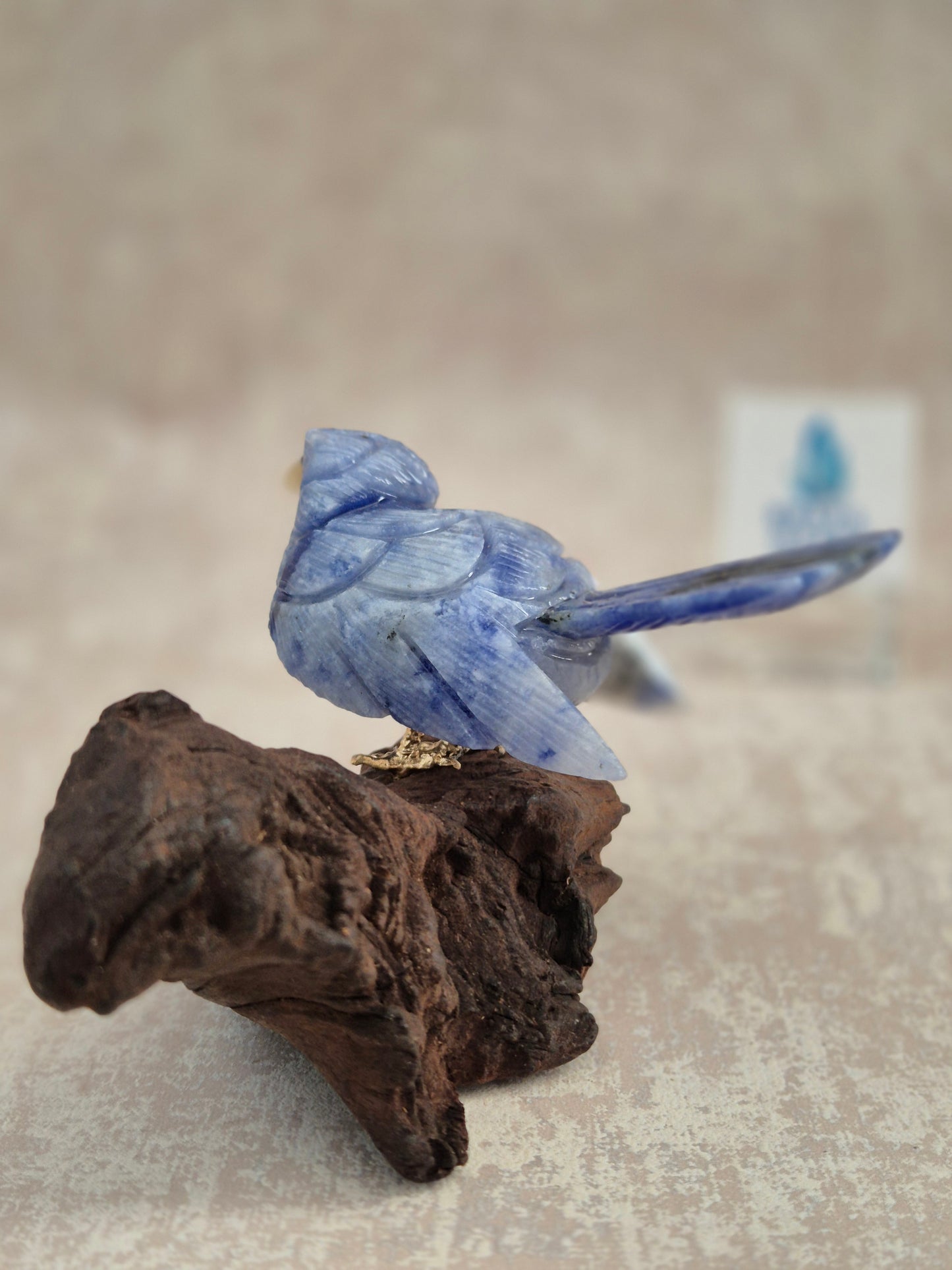 Sodalite Bird on Natural Driftwood Base