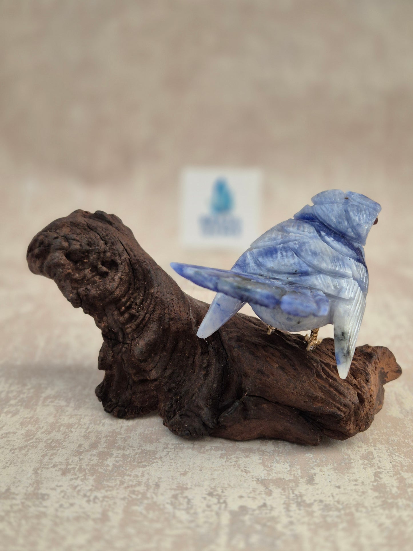 Sodalite Bird on Natural Driftwood Base