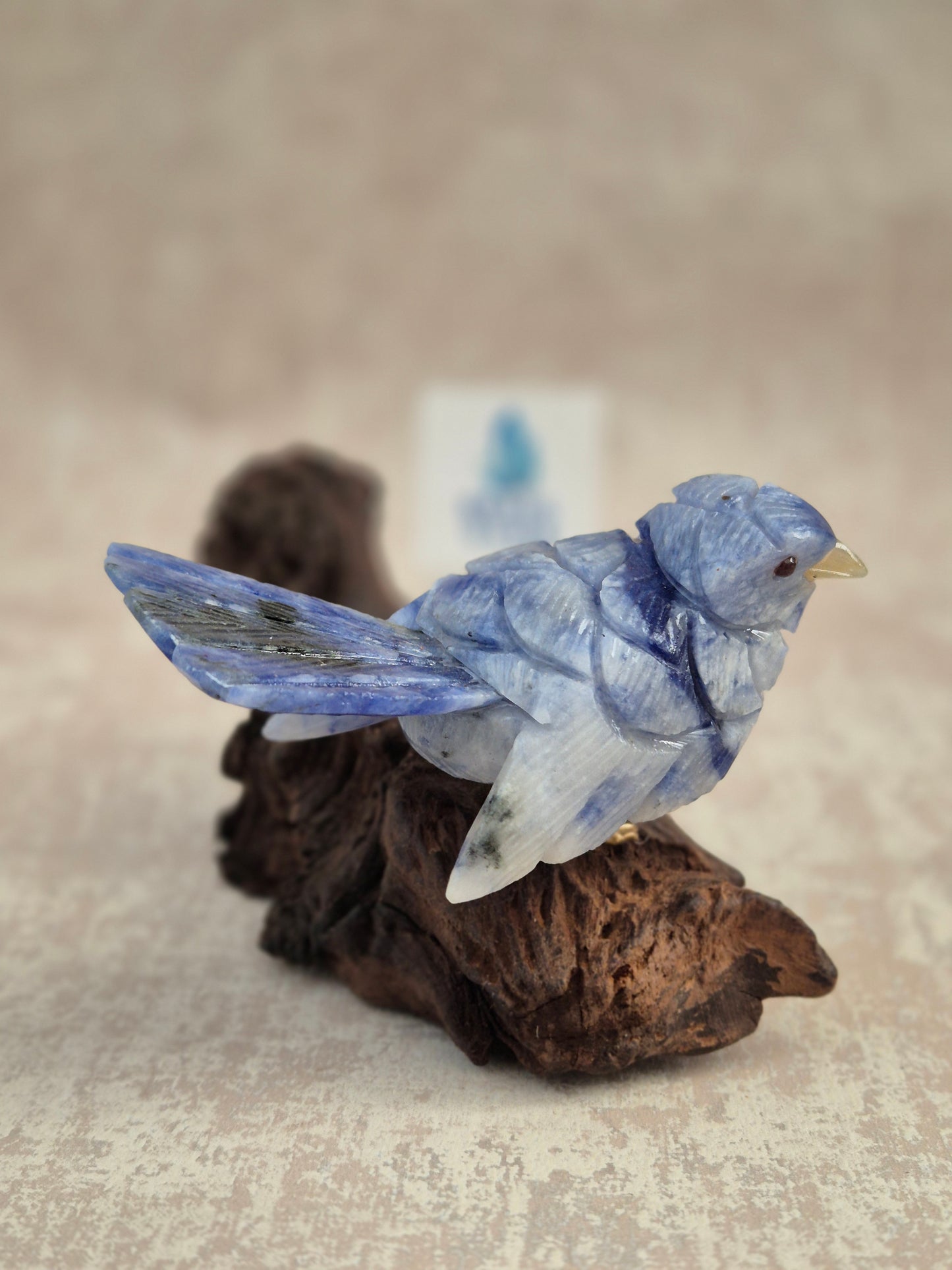 Sodalite Bird on Natural Driftwood Base