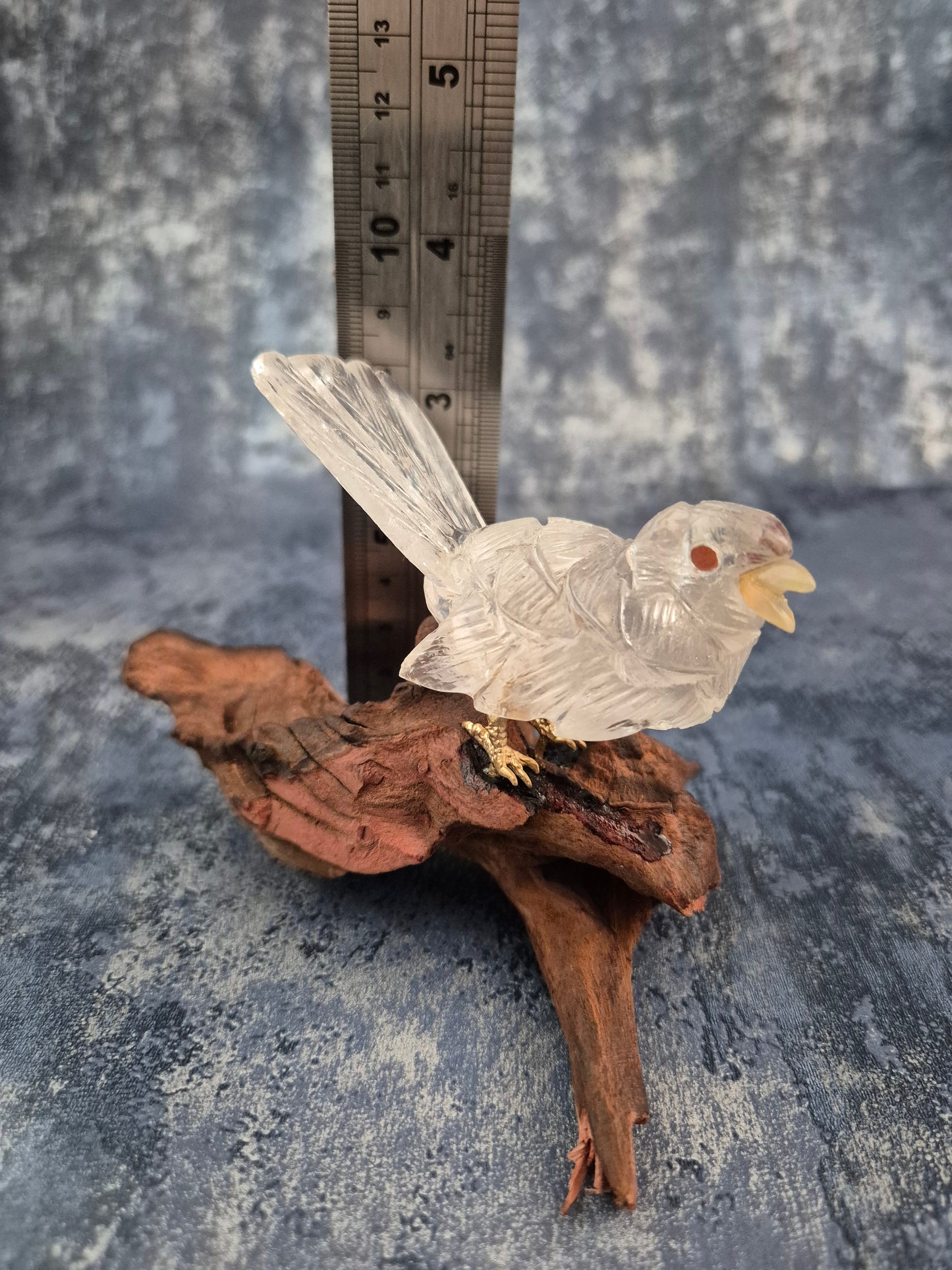 Clear Quartz Bird on Natural Driftwood Base No1