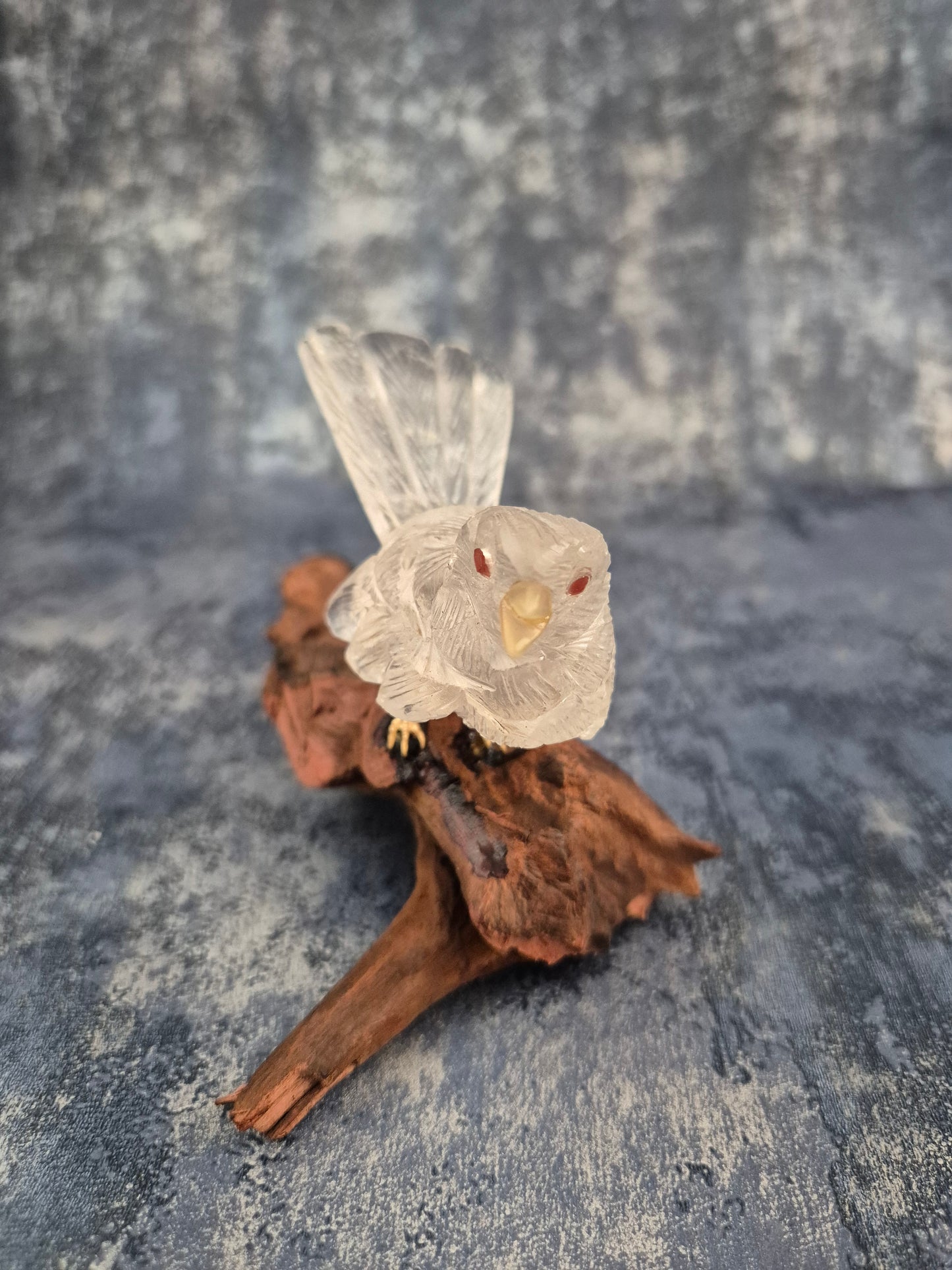 Clear Quartz Bird on Natural Driftwood Base No1