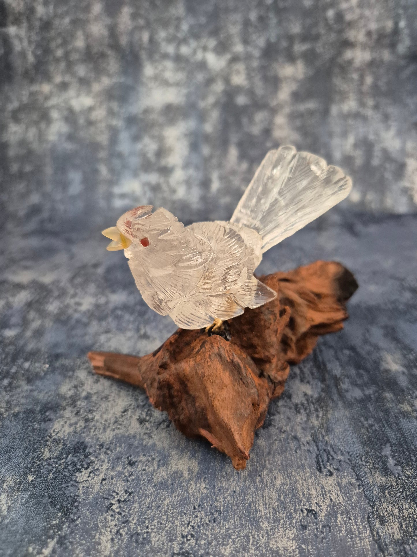 Clear Quartz Bird on Natural Driftwood Base No1