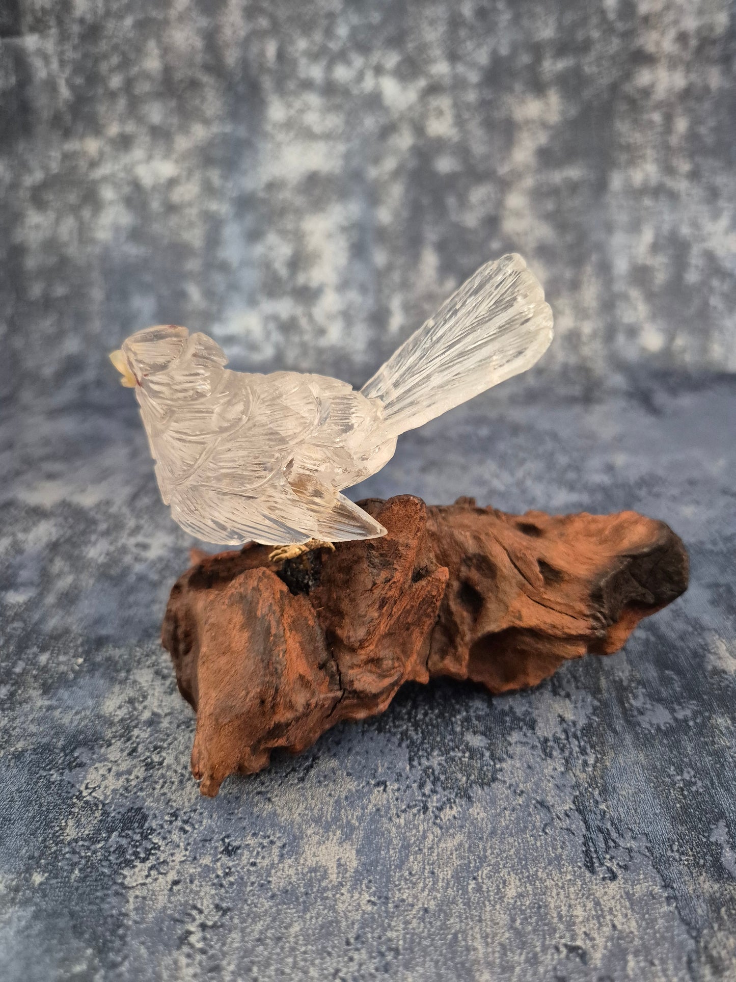 Clear Quartz Bird on Natural Driftwood Base No1