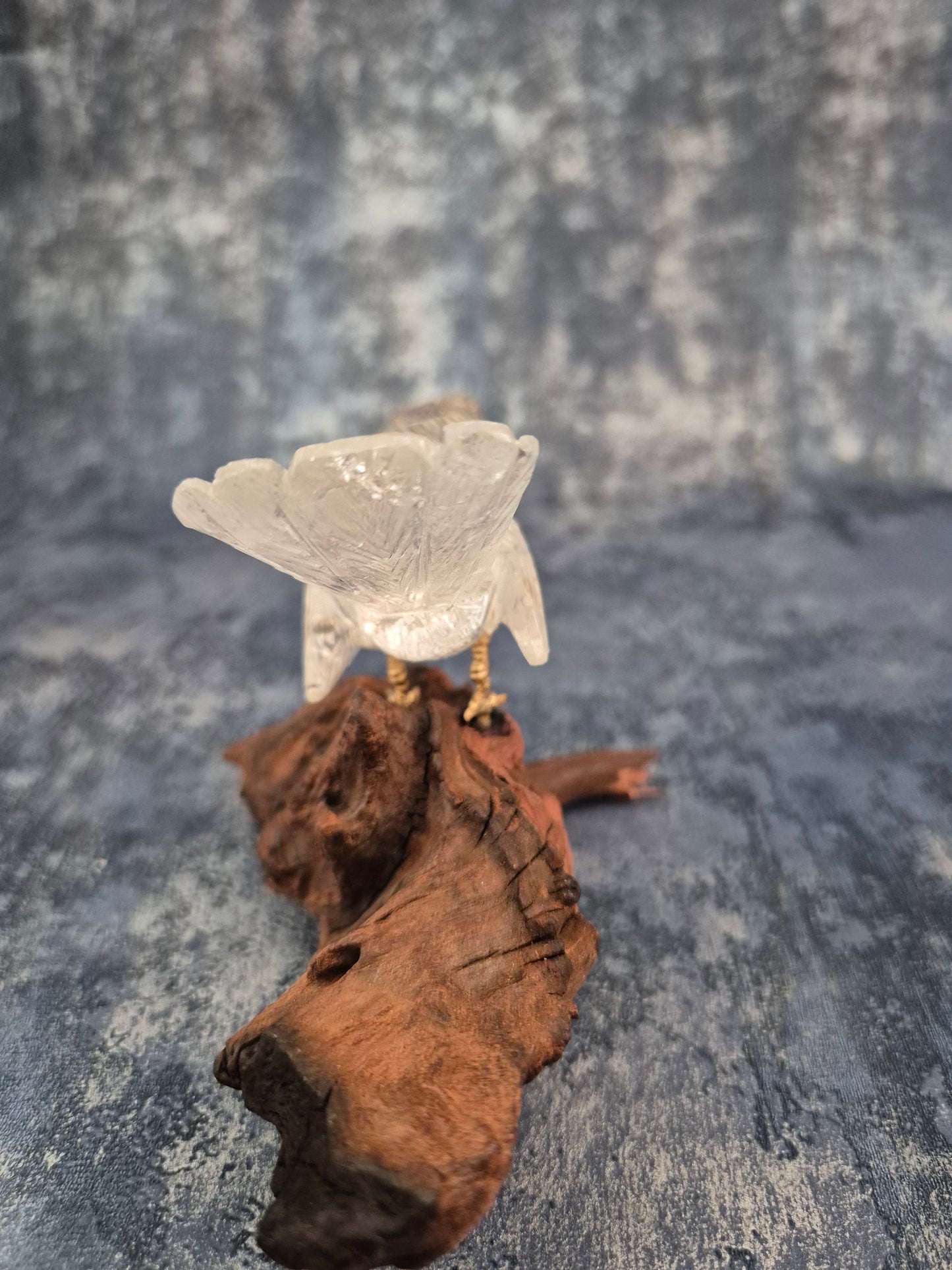 Clear Quartz Bird on Natural Driftwood Base No1