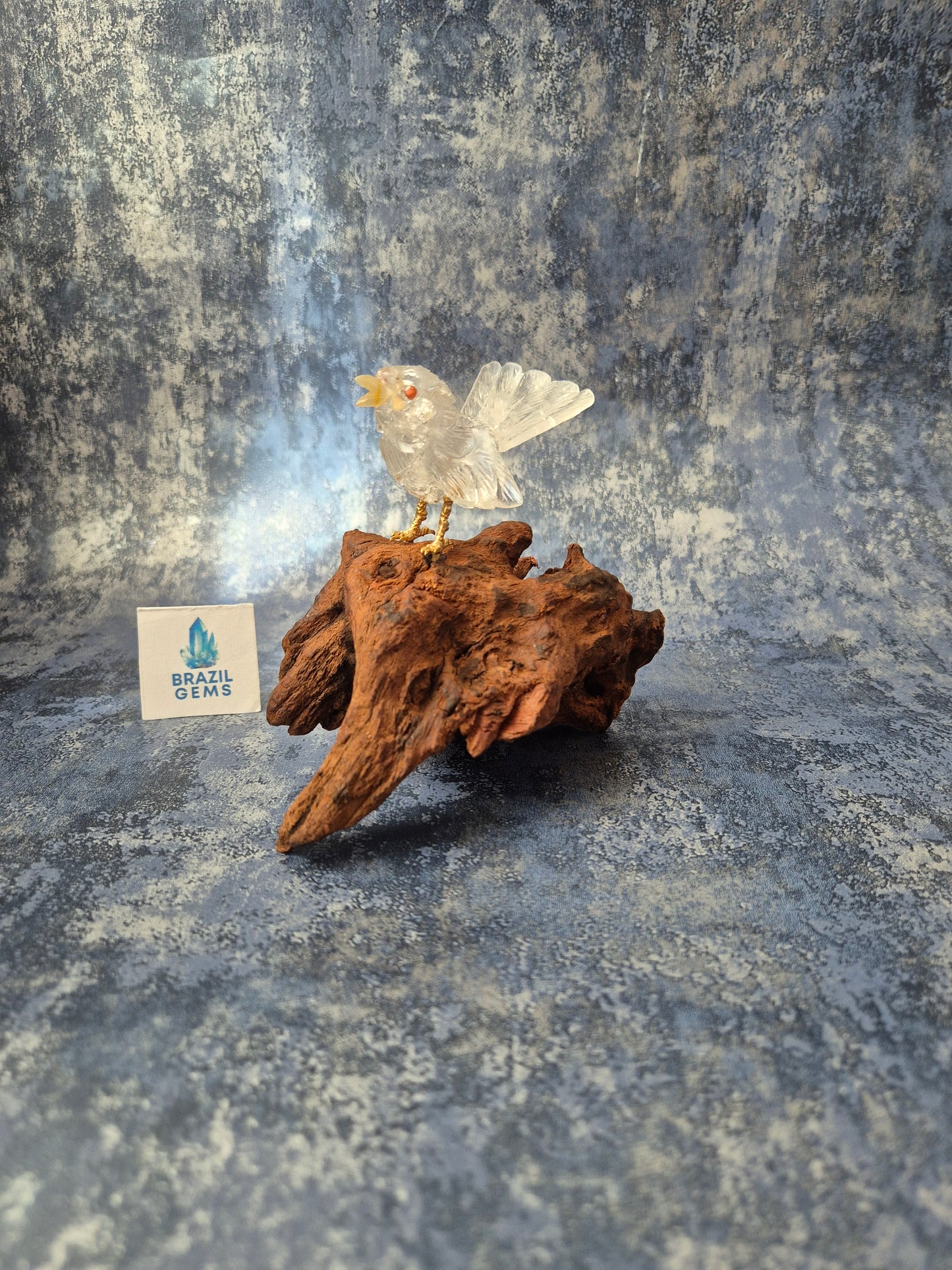 Clear Quartz Bird on Natural Driftwood Base No2