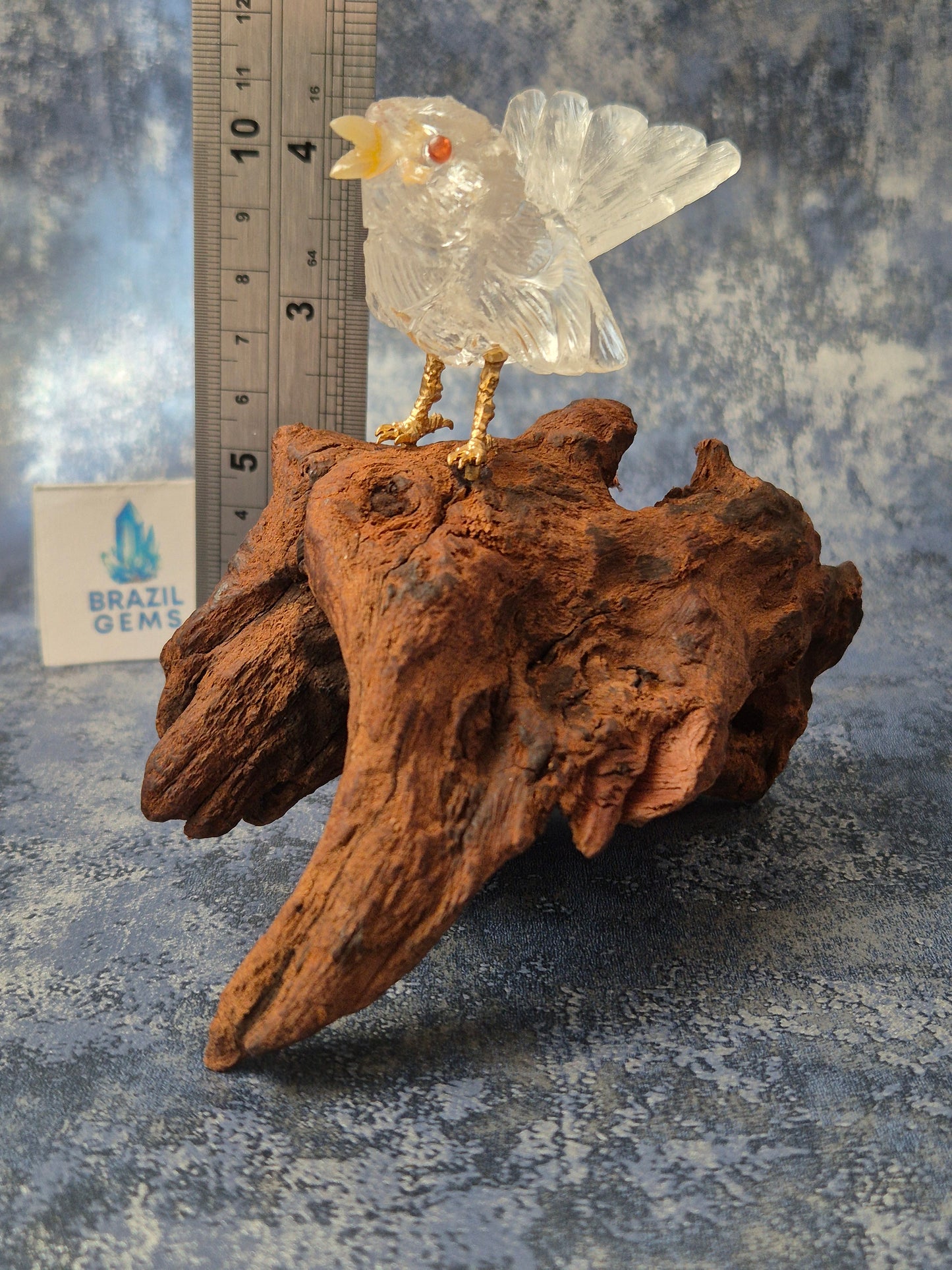 Clear Quartz Bird on Natural Driftwood Base No2