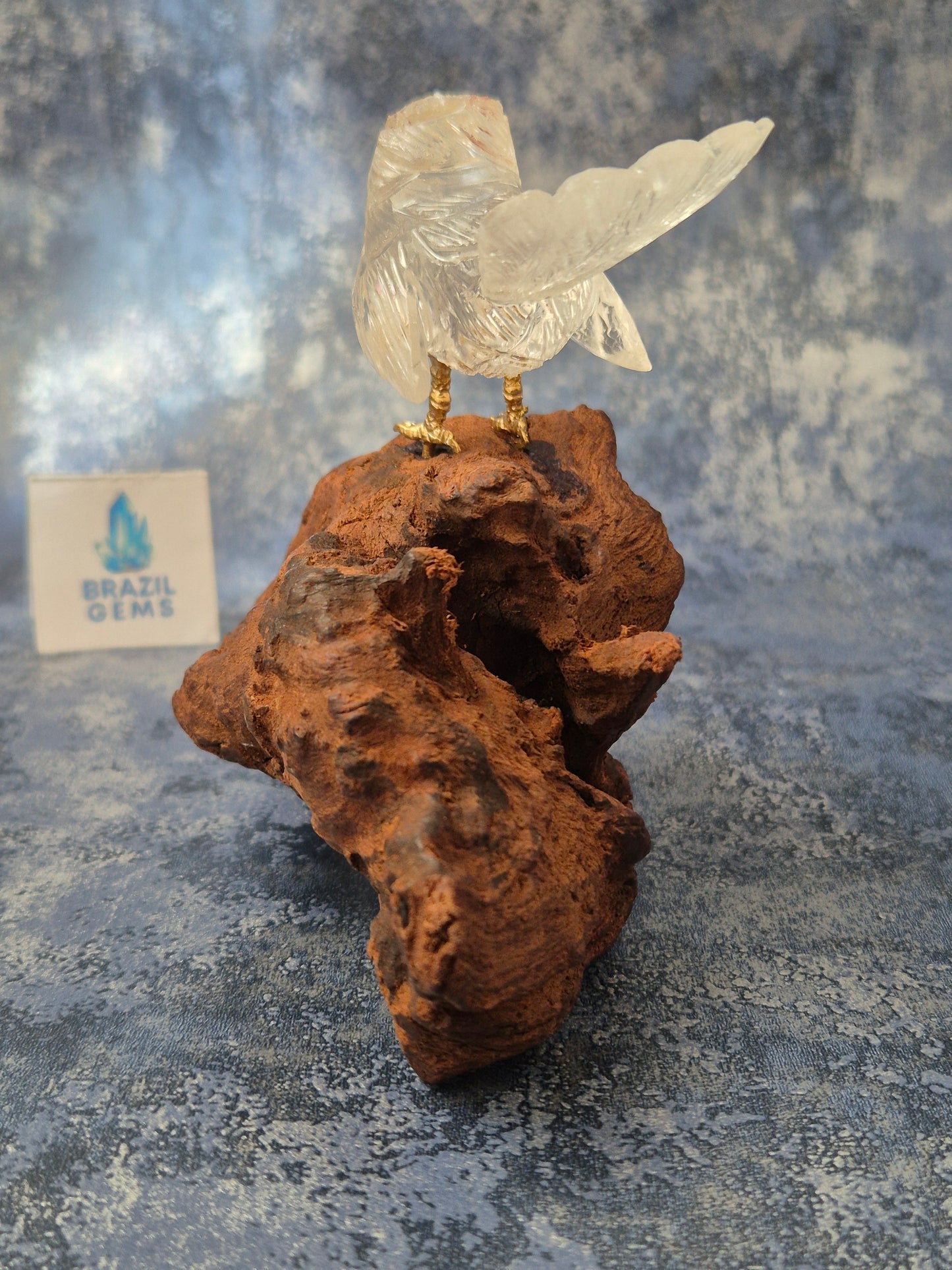 Clear Quartz Bird on Natural Driftwood Base No2