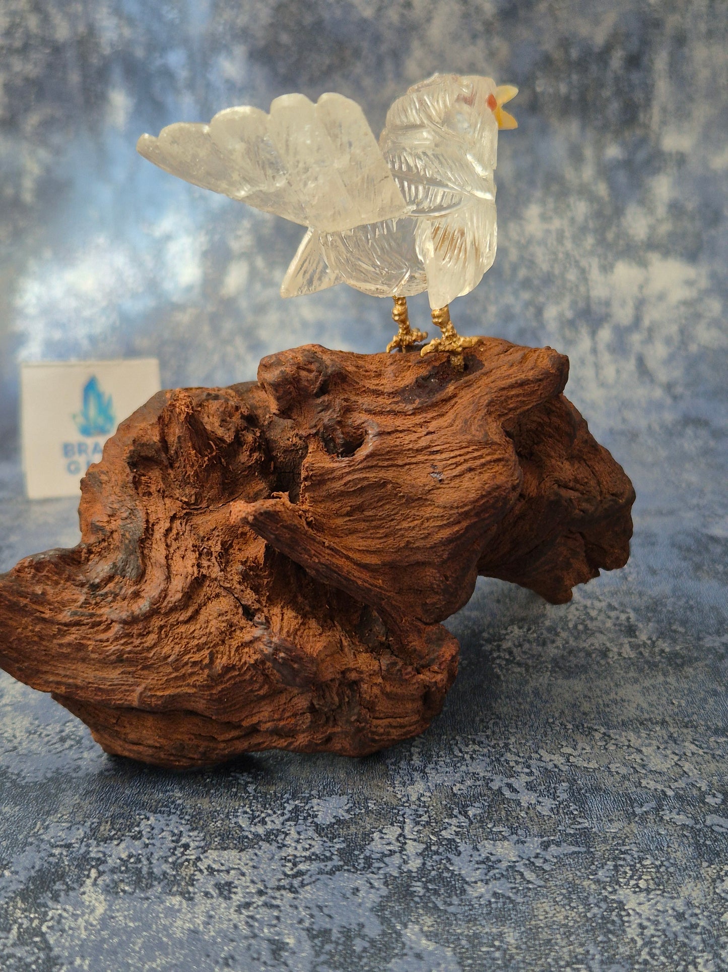 Clear Quartz Bird on Natural Driftwood Base No2