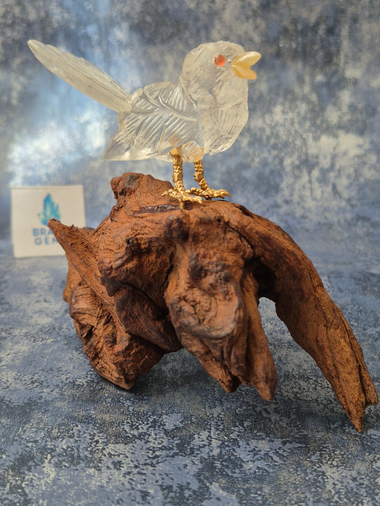 Clear Quartz Bird on Natural Driftwood Base No2
