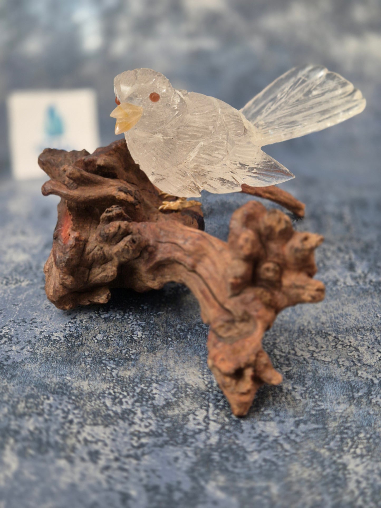 Clear Quartz Bird on Natural Driftwood Base No3