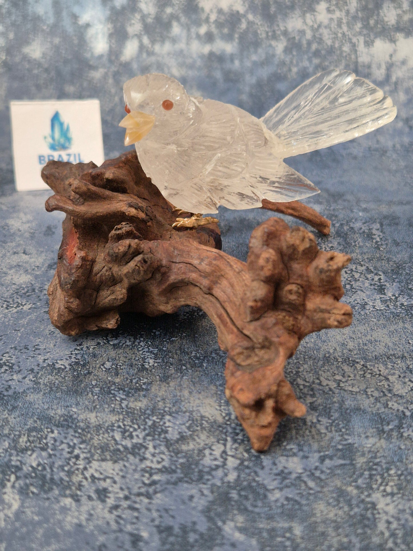 Clear Quartz Bird on Natural Driftwood Base No3