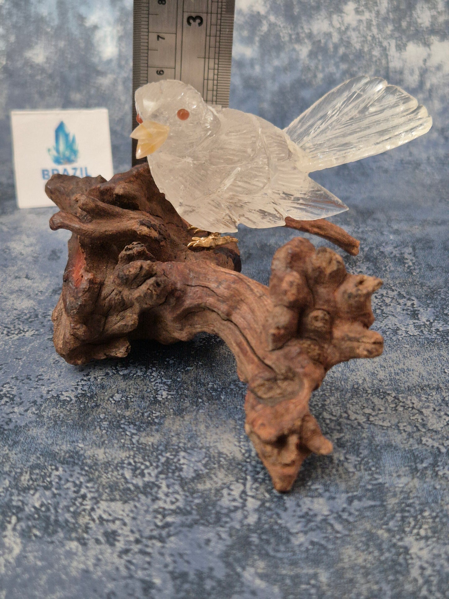 Clear Quartz Bird on Natural Driftwood Base No3