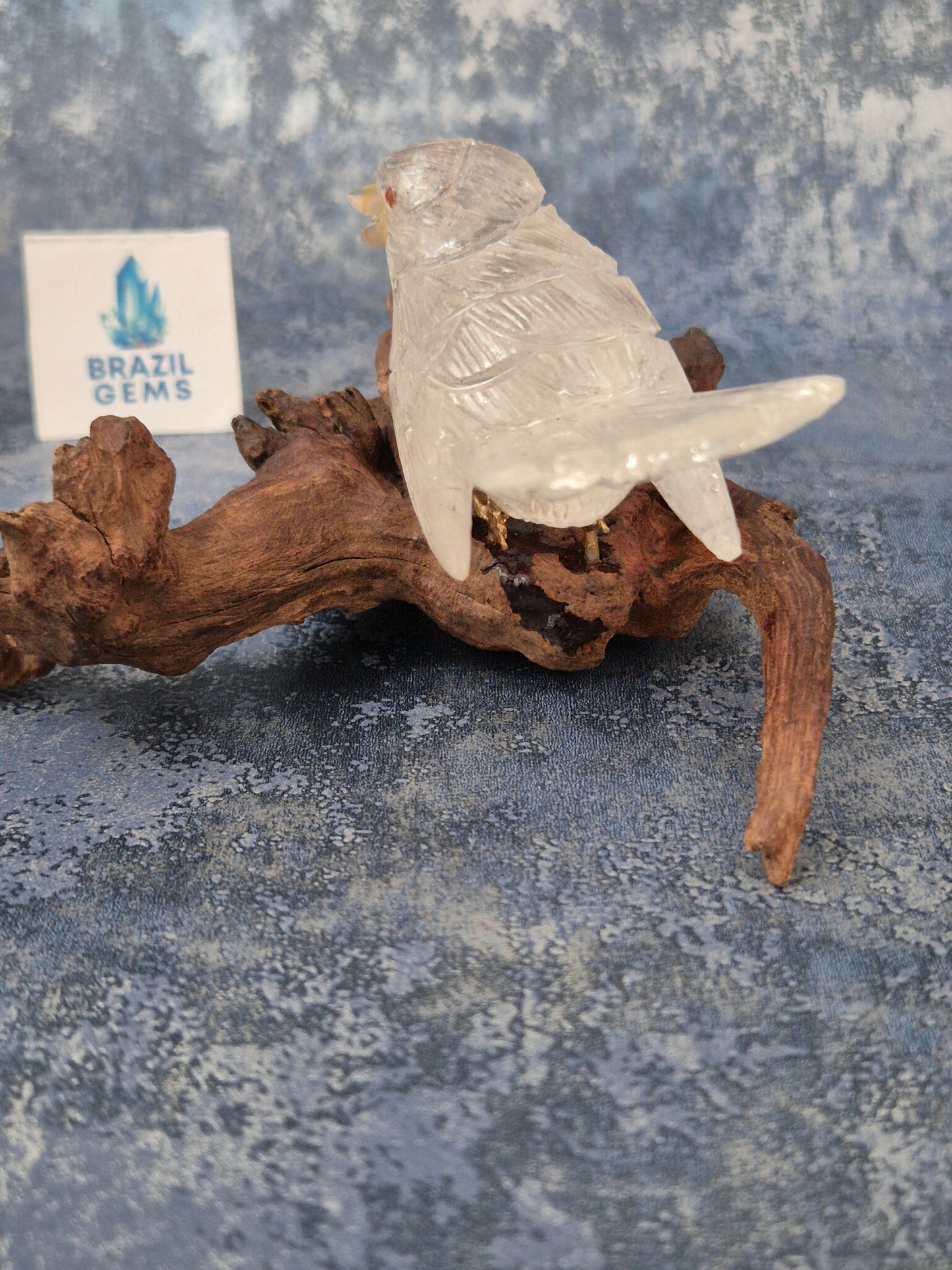 Clear Quartz Bird on Natural Driftwood Base No3