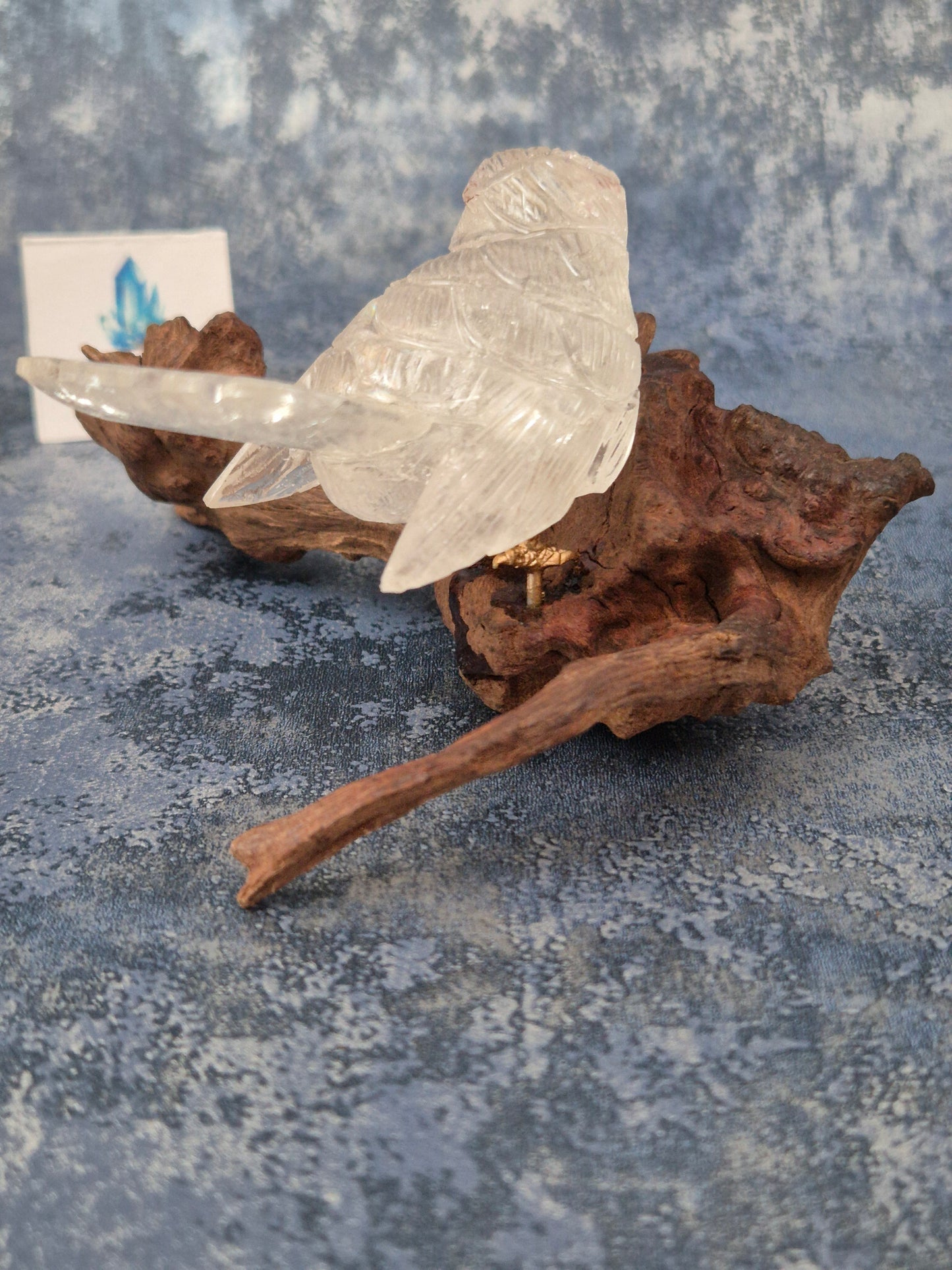 Clear Quartz Bird on Natural Driftwood Base No3