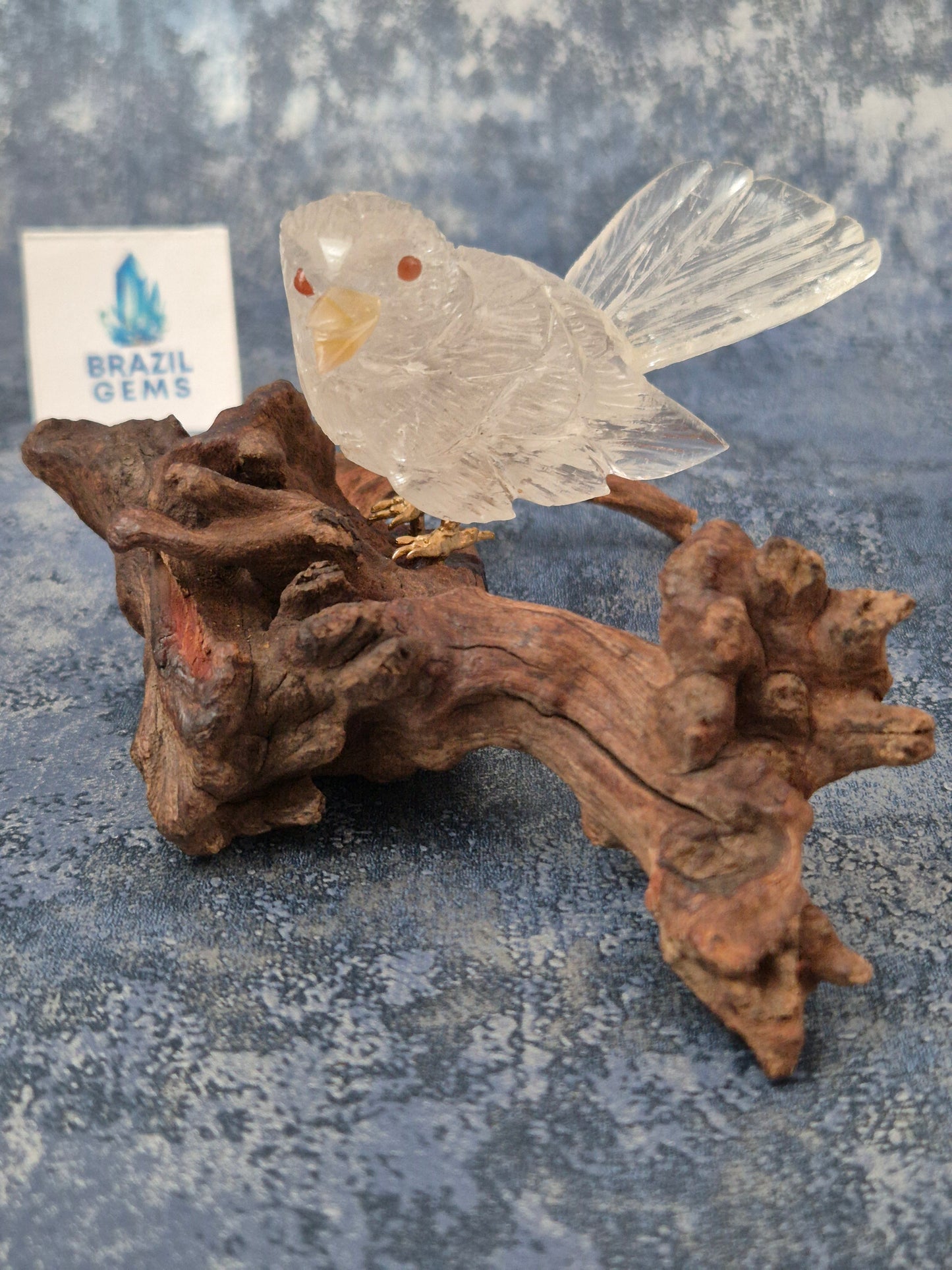 Clear Quartz Bird on Natural Driftwood Base No3